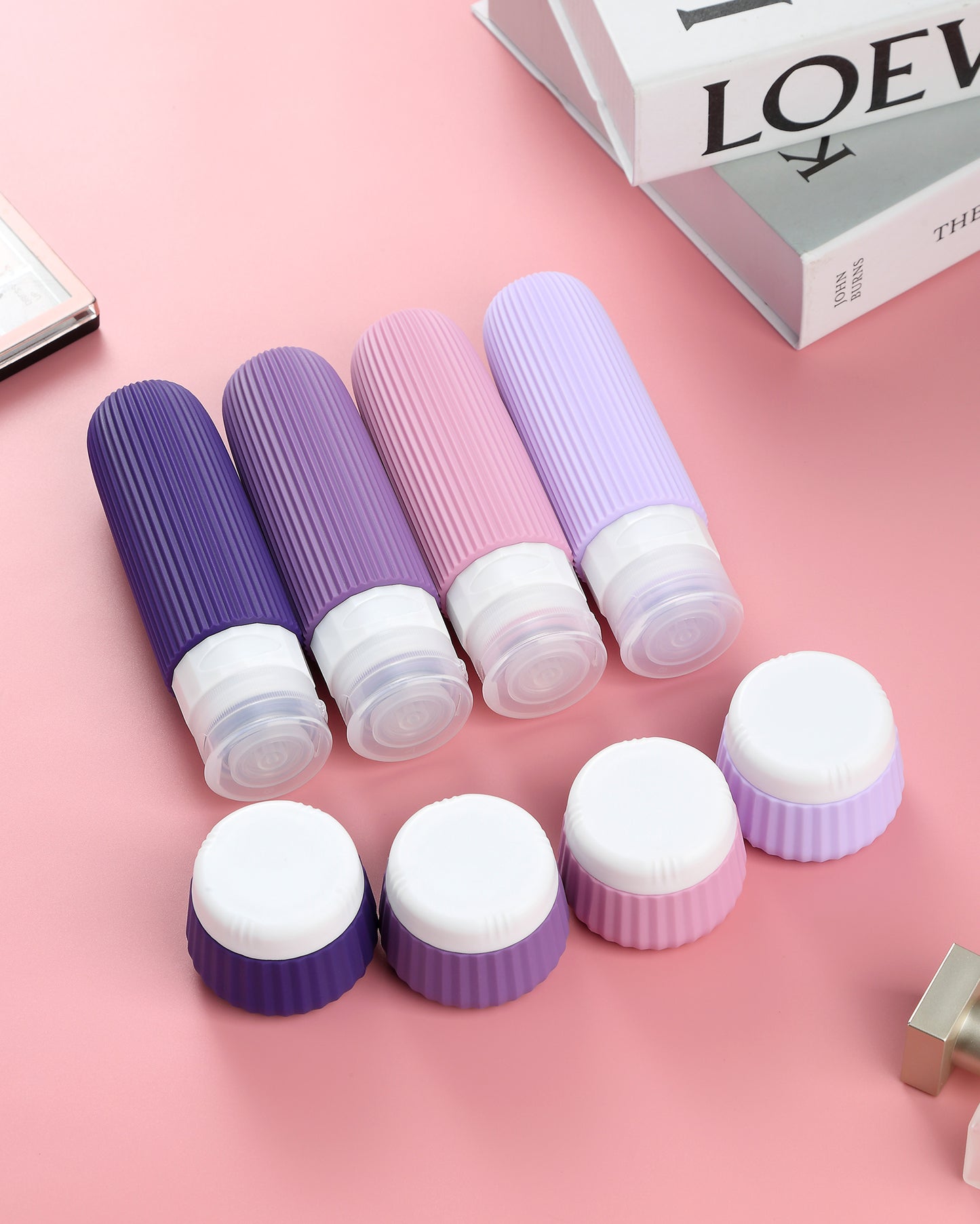 Mrsdry Travel Bottles - 8 Pack, TSA Approved 3 oz Travel Containers for Toiletries, Clear Bag, Leak Proof Silicone Squeezable Essentials Jars