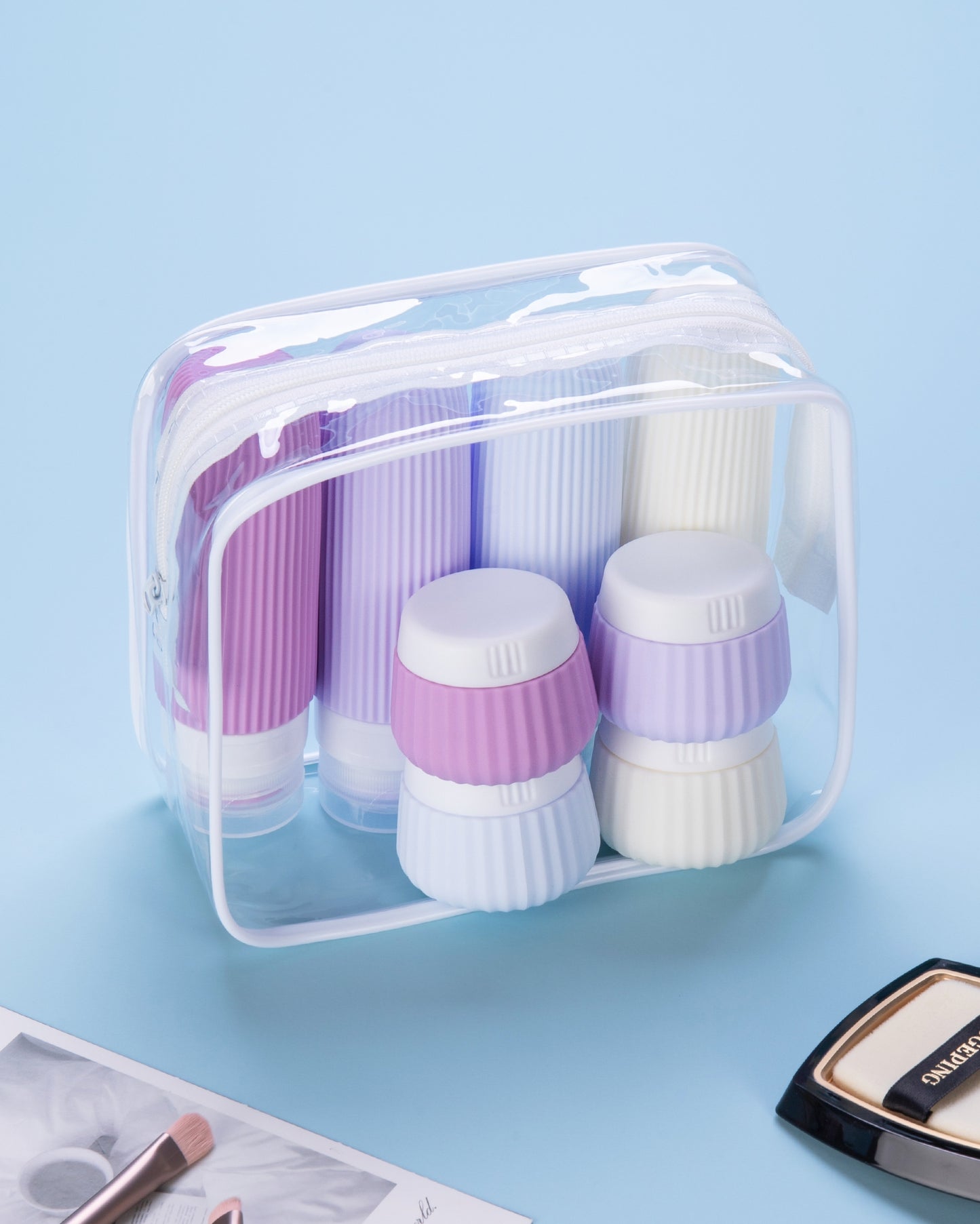 Mrsdry Travel Bottles for Toiletries 8 Pack, Tsa Approved Travel Size Toiletries 3 oz, Travel Containers for Toiletries, with Clear Bag, Leak Proof Silicone Squeezable Travel Essentials Creams Jars