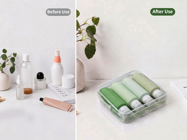 Mrsdry Travel Bottles for Toiletries, Tsa Approved Travel 6oz Size Containers with Clear Bag, BPA Free Leak Proof Travel Tubs Refillable Liquid Travel Accessories for Cometic Shampoo Lotion