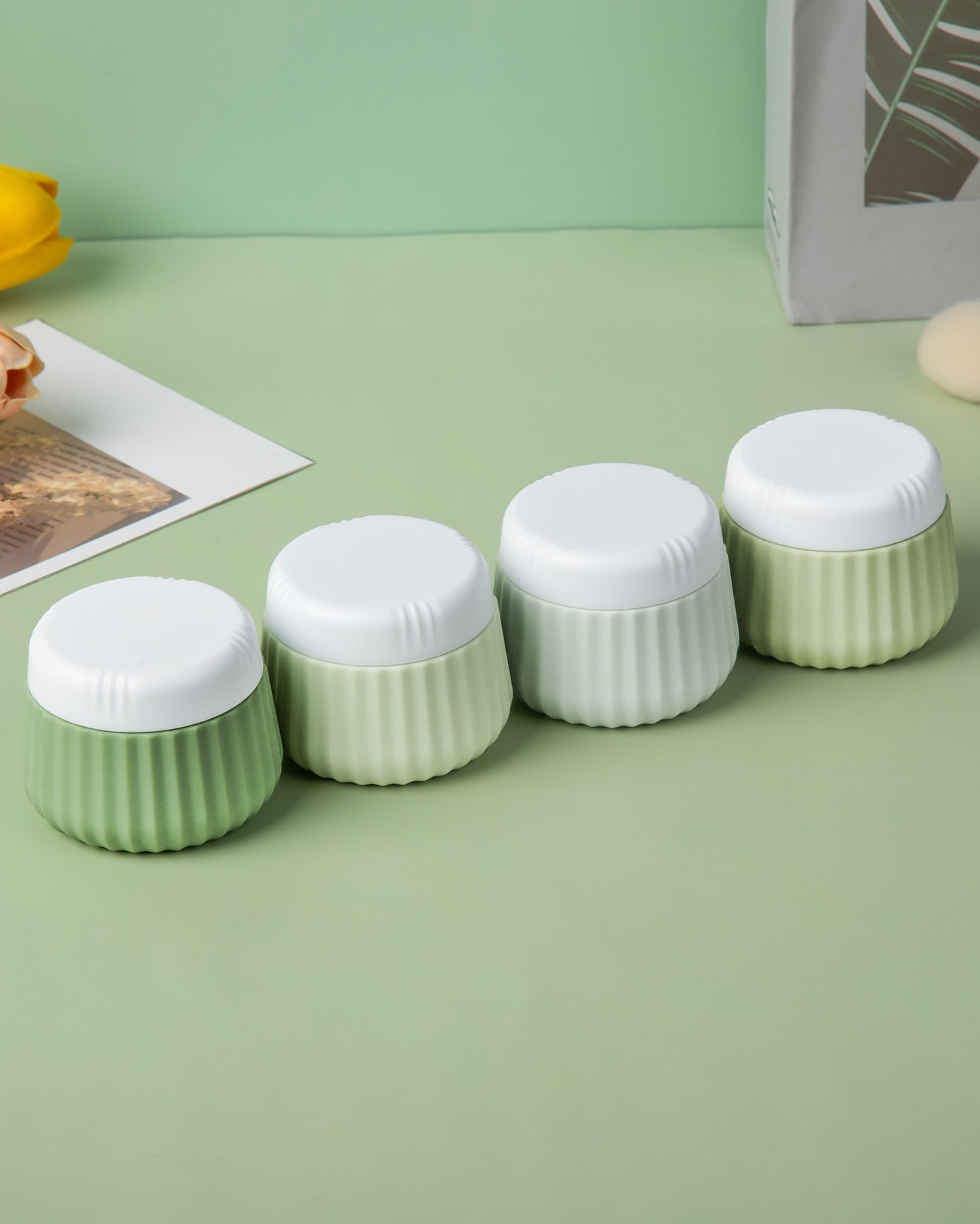 Mrsdry Travel Containers for Toiletries 4 Pack, TSA Approved Travel Size Toiletries, Travel Size Containers, With Clear Bag Leak Proof Silicone Jars, Travel Essentials Creams Jars Carrying Small Item