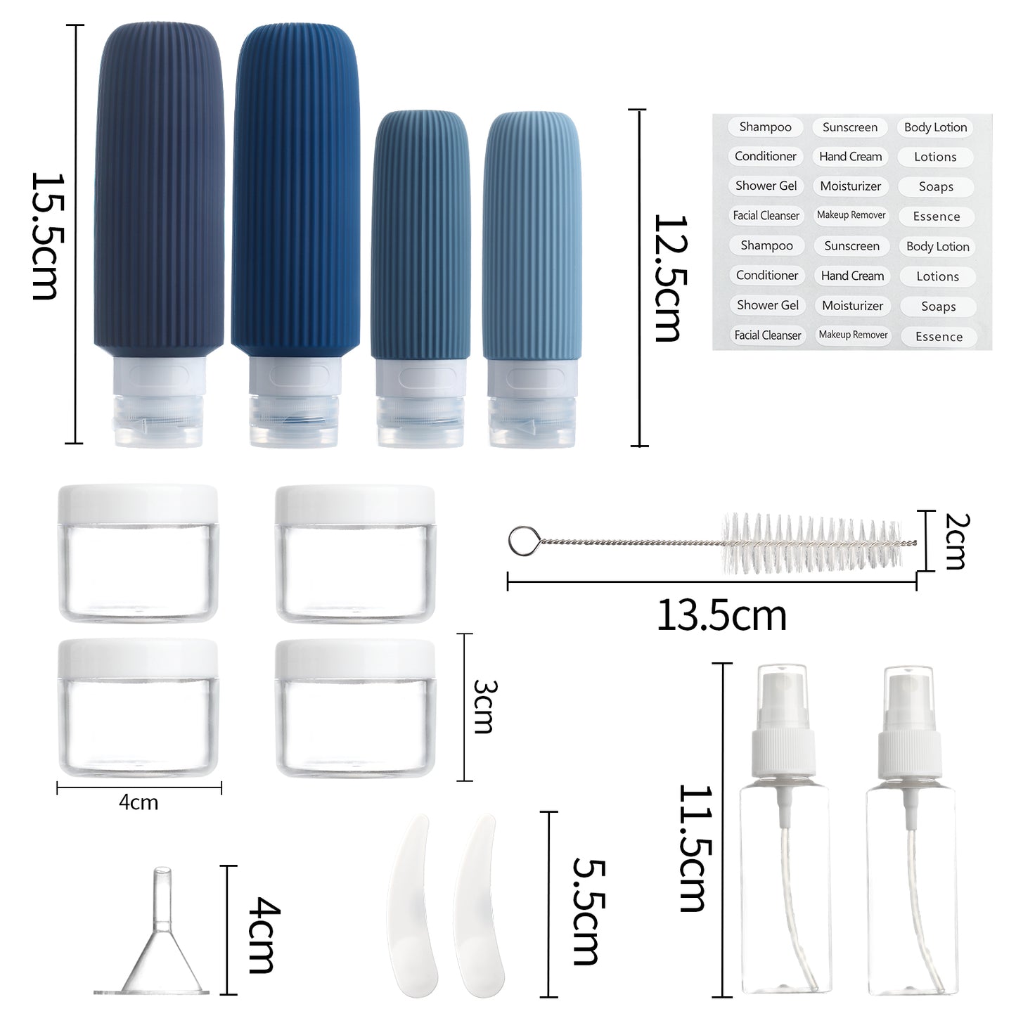 Mrsdry 16 Pack Travel Bottles for Toiletries, Large 6oz Silicone Travel Containers jar for Toiletries, Leak Proof Refillable Liquid Shampoo And Conditioner Travel Essentials toiletry Bottles