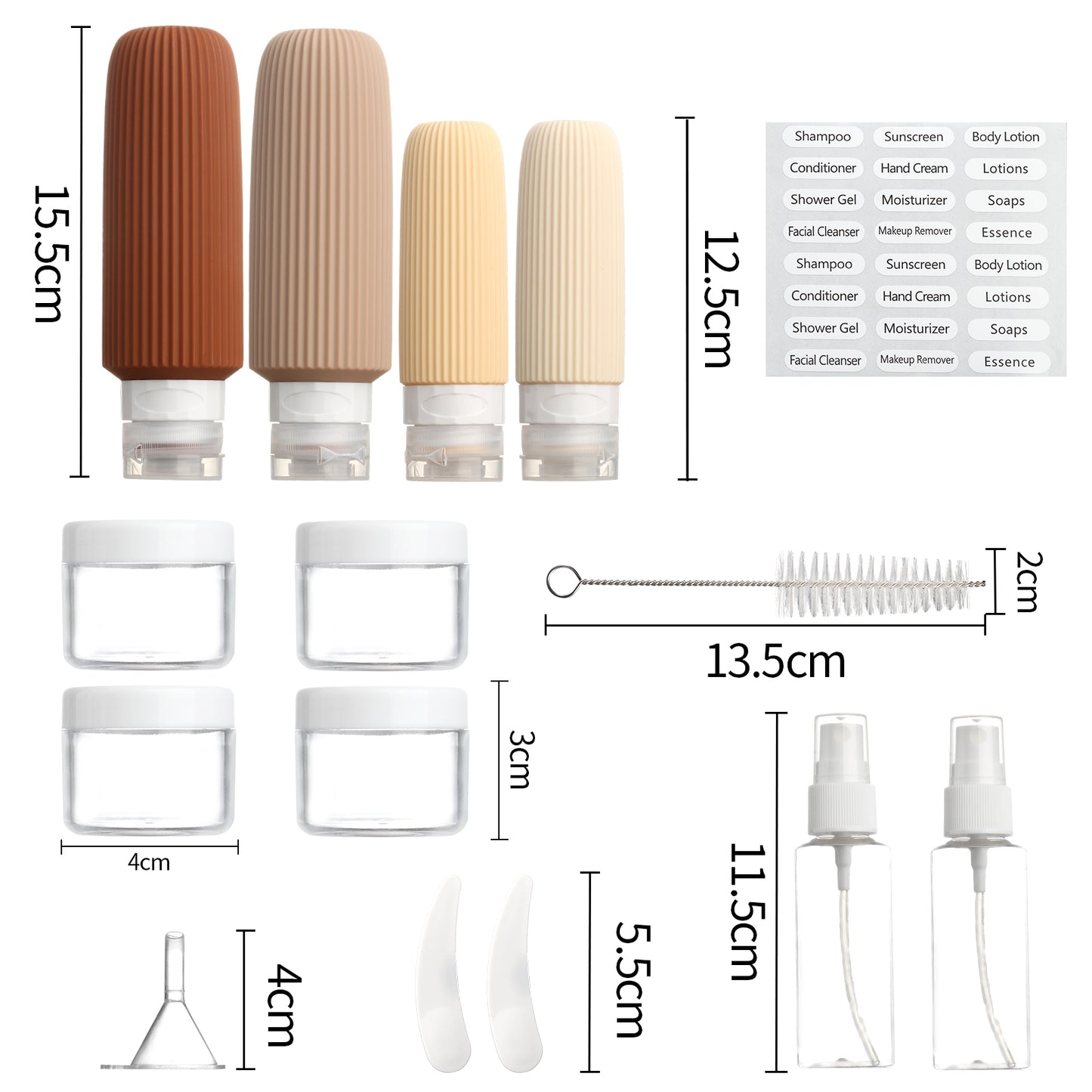 Mrsdry 16 Pack Travel Bottles for Toiletries, Large 6oz Silicone Travel Containers jar for Toiletries, Leak Proof Refillable Liquid Shampoo And Conditioner Travel Essentials toiletry Bottles