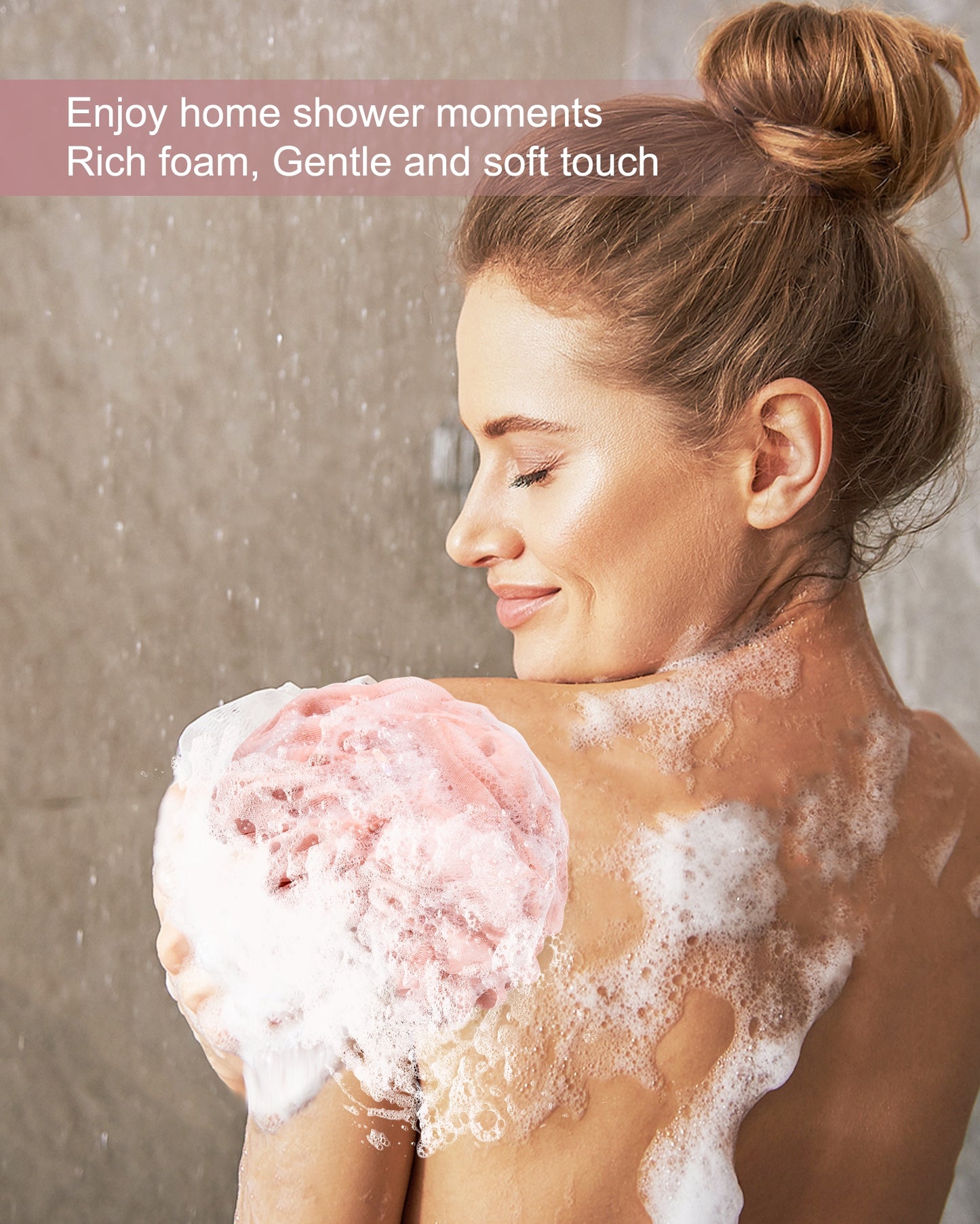 Mrsdry Loofah Sponge, XXL Large Loofah 100g 4 Pack, Bath Sponge Soft Mesh Shower for Men, Body Scrub, Shower Pouf Bath Accessories, for Body Wash, Soap (Red Soil)