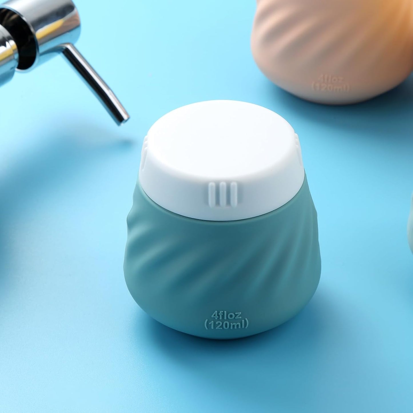 Mrsdry Travel Containers for Toiletries, Silicone Cream Jars TSA Approved Travel Size Containers with Clear Bag, Leak-proof Travel Accessories with Lid for Cosmetic Face Body Hand Cream (4 Pack)