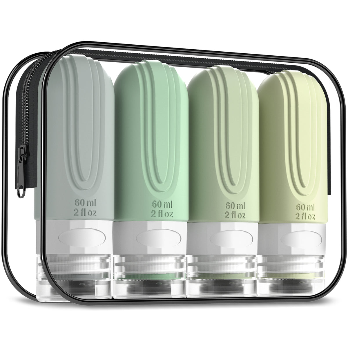 Mrsdry Travel Bottles for Toiletries, Tsa Approved 2oz Travel Size Containers BPA Free Leak Proof Refillable Liquid Silicone Squeezable Travel Accessories for Shampoo Conditioner Lotion (4 Pack)