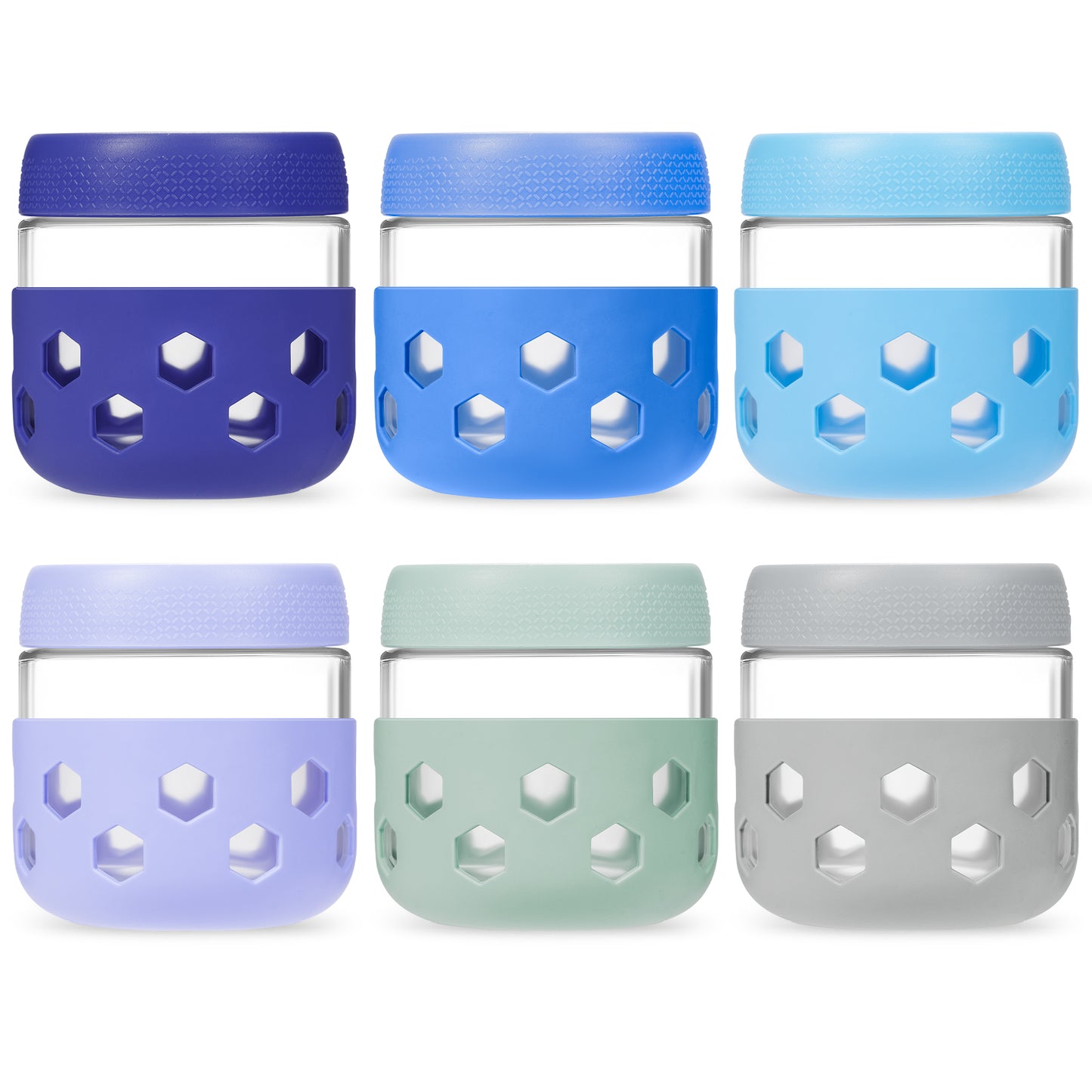 Mrsdry 6-Pack 10 oz Glass Mason Jars with Silicone Sleeves, Airtight BPA-Free Overnight Oats Containers with Lids, Dishwasher Safe Leak-Proof Meal Prep Jars for Chia Pudding, Yogurt, Snacks