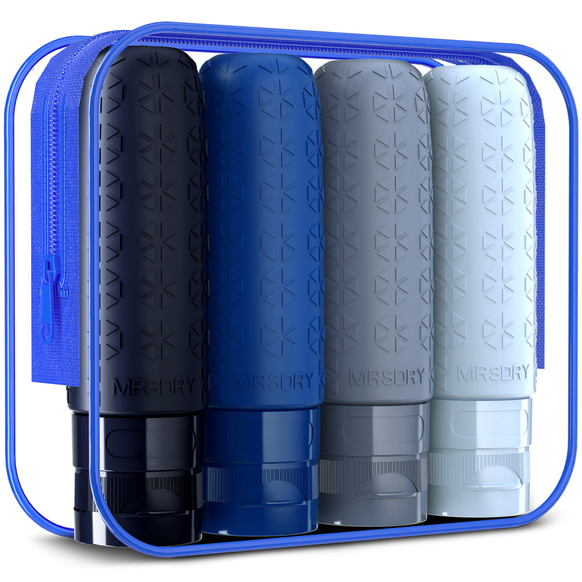 Mrsdry Travel Bottles for Toiletries, Tsa Approved 3oz Travel Size Containers BPA Free Leak Proof Refillable Liquid Silicone Squeezable Travel Essentials for Shampoo Conditioner Lotion (4 Pack)