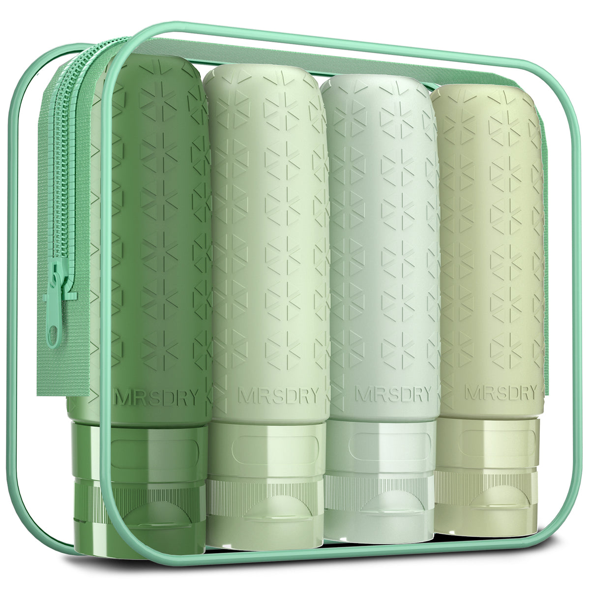 Mrsdry Travel Bottles for Toiletries, Tsa Approved 3oz Travel Size Containers BPA Free Leak Proof Refillable Liquid Silicone Squeezable Travel Essentials for Shampoo Conditioner Lotion (4 Pack)
