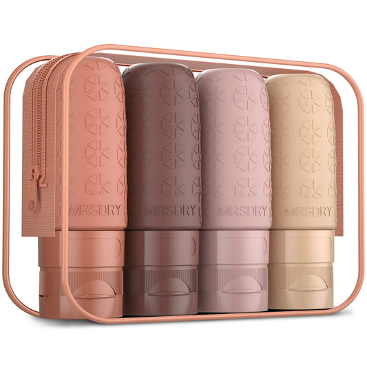 Travel Bottles for Toiletries, Tsa Approved 2oz Travel Size Containers BPA Free Leak Proof Refillable Liquid Silicone Squeezable Travel Essentials for Shampoo Conditioner Lotion (4 Pack)
