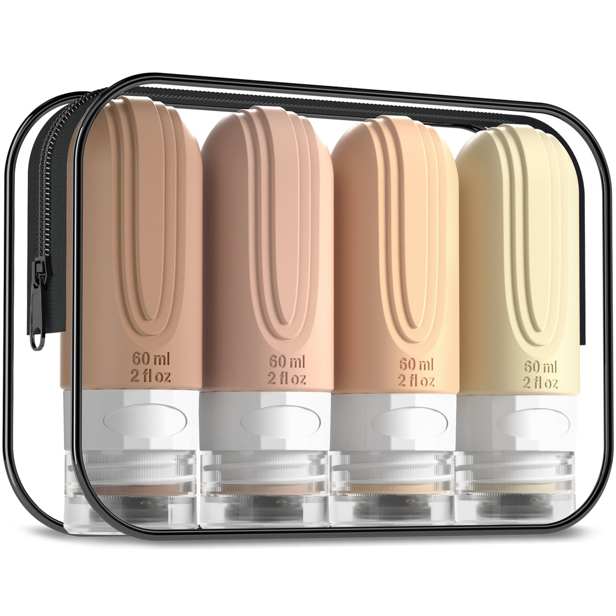 Mrsdry Travel Bottles for Toiletries, Tsa Approved 2oz Travel Size Containers BPA Free Leak Proof Refillable Liquid Silicone Squeezable Travel Accessories for Shampoo Conditioner Lotion (4 Pack)