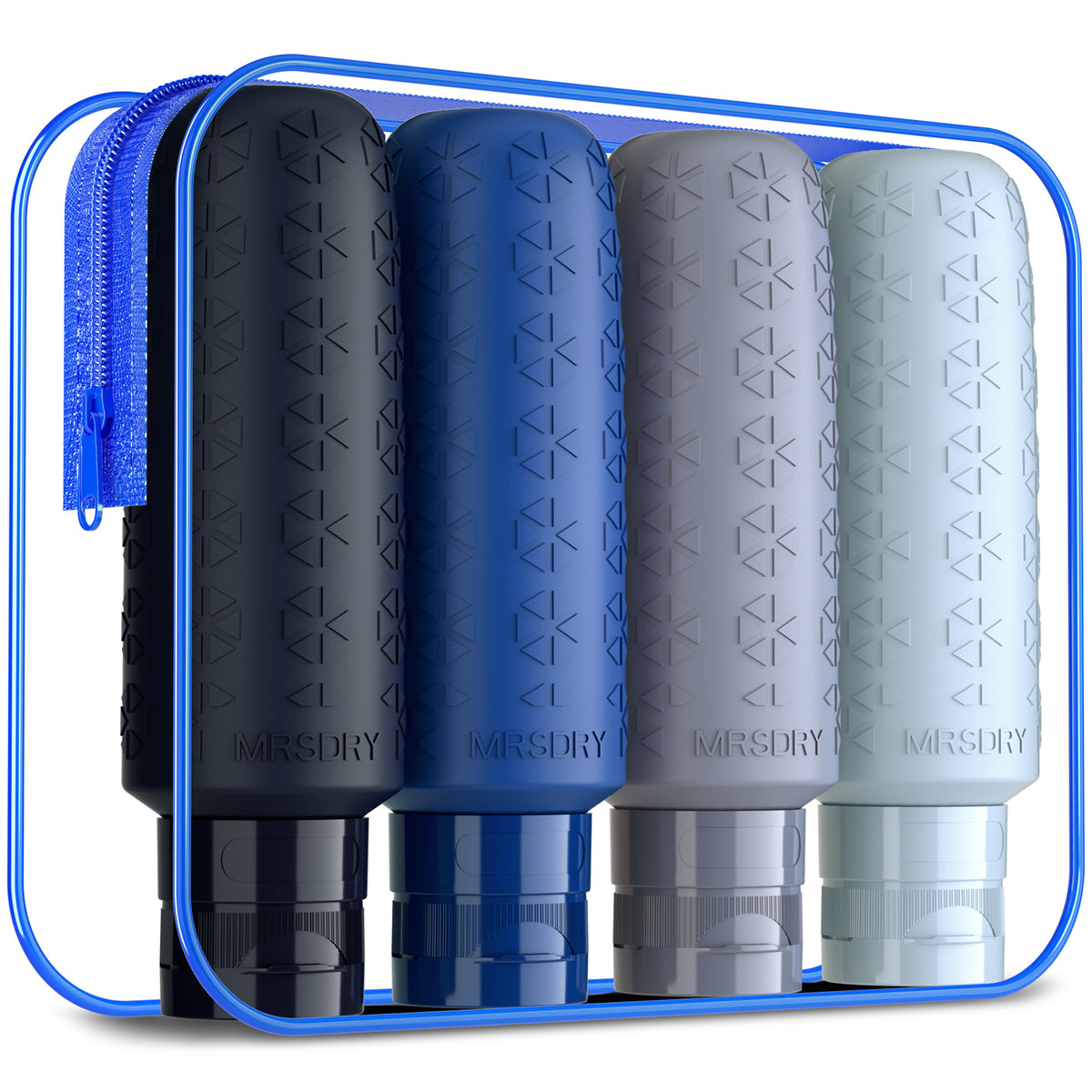 Mrsdry Travel Bottles for Toiletries, 6oz Large Size Containers BPA Free Leak Proof Refillable Liquid Silicone Squeezable Travel Essentials for Shampoo Conditioner Lotion (4 Pack)