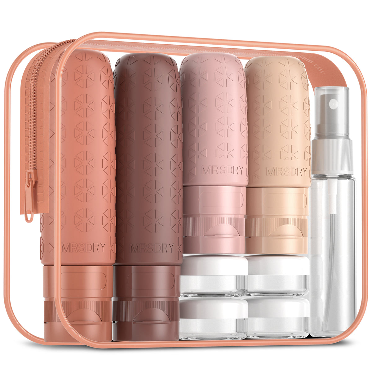 Mrsdry Travel Size Toiletries, TSA Approved Silicone Travel Containers for Toiletries, Leak Proof Refillable Liqus Shampoo And Conditioner travel Essentials toiletry Bottles (18 Pack)