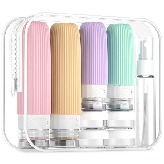 Mrsdry 16 Pack Travel Bottles Set, TSA Approved Leak Proof Silicone Squeezable Containers for Toiletries, Refillable Travel Accessories for Conditioner, Shampoo, Lotion & Body Wash Accessories
