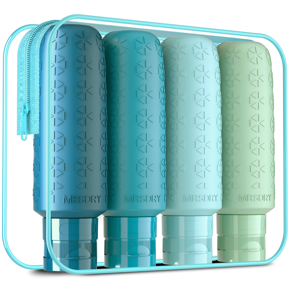 Mrsdry Travel Bottles for Toiletries, 6oz Large Size Containers BPA Free Leak Proof Refillable Liquid Silicone Squeezable Travel Essentials for Shampoo Conditioner Lotion (4 Pack)