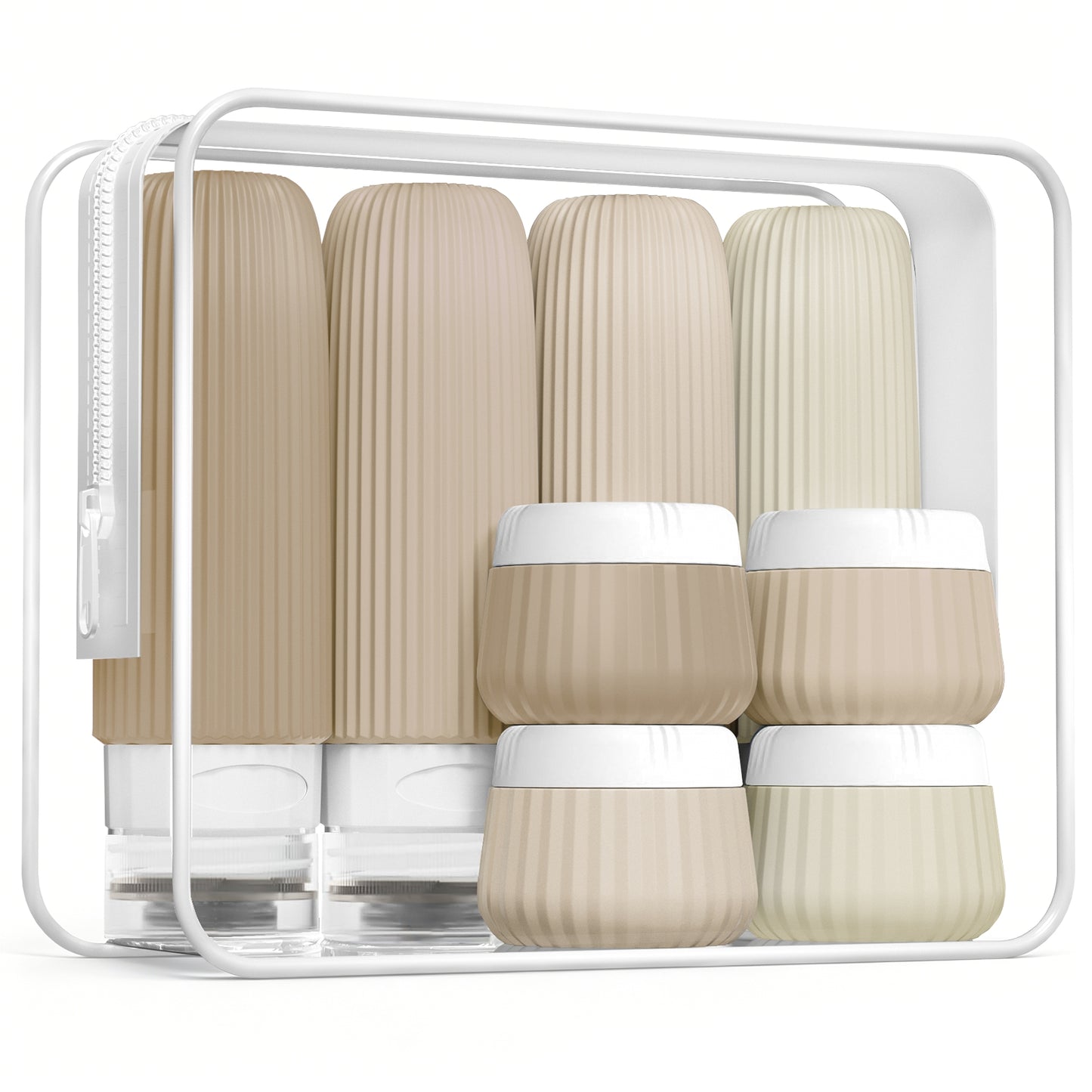 Mrsdry Travel Bottles for Toiletries 8 Pack, Tsa Approved Travel Size Toiletries 3 oz, Travel Containers for Toiletries, with Clear Bag, Leak Proof Silicone Squeezable Travel Essentials Creams Jars