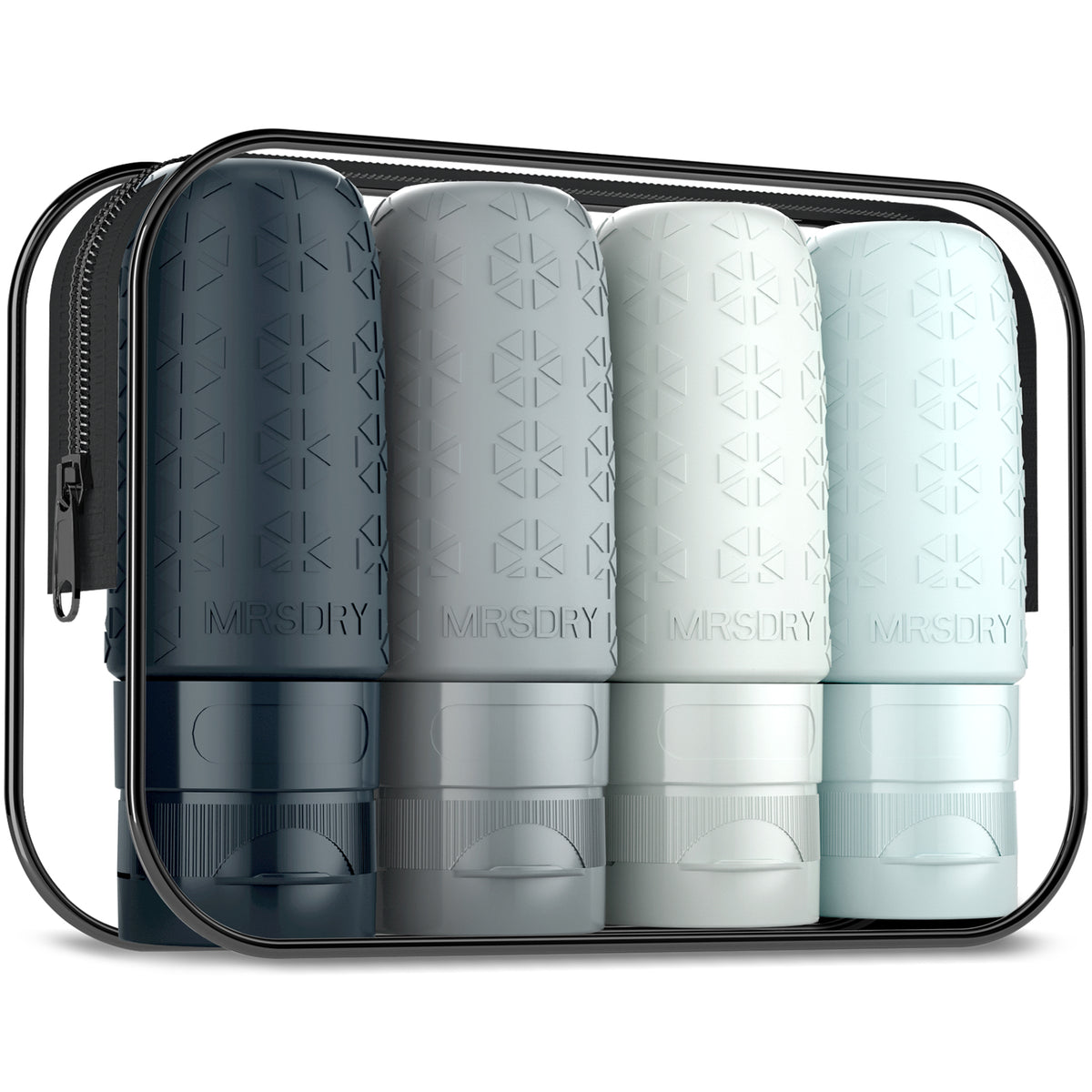 Travel Bottles for Toiletries, Tsa Approved 2oz Travel Size Containers BPA Free Leak Proof Refillable Liquid Silicone Squeezable Travel Essentials for Shampoo Conditioner Lotion (4 Pack)