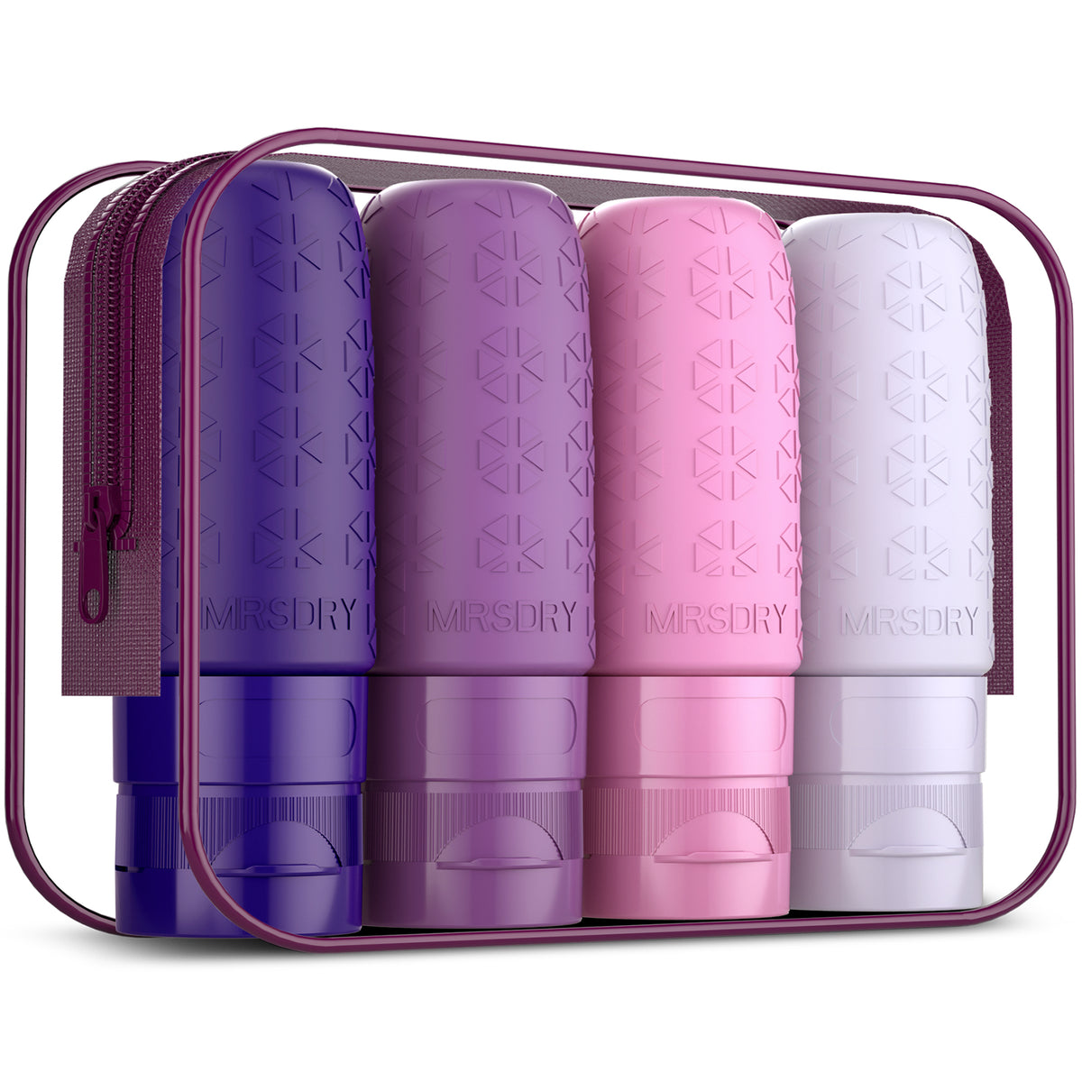 Travel Bottles for Toiletries, Tsa Approved 2oz Travel Size Containers BPA Free Leak Proof Refillable Liquid Silicone Squeezable Travel Essentials for Shampoo Conditioner Lotion (4 Pack)