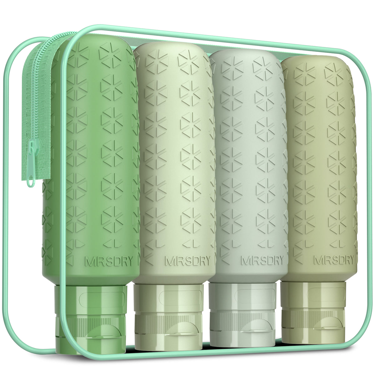 Mrsdry Travel Bottles for Toiletries, 6oz Large Size Containers BPA Free Leak Proof Refillable Liquid Silicone Squeezable Travel Essentials for Shampoo Conditioner Lotion (4 Pack)
