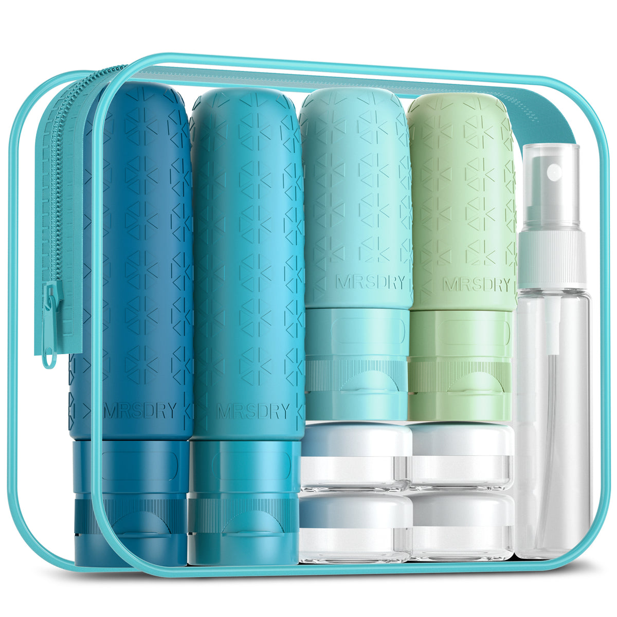 Mrsdry Travel Size Toiletries, TSA Approved Silicone Travel Containers for Toiletries, Leak Proof Refillable Liqus Shampoo And Conditioner travel Essentials toiletry Bottles (18 Pack)