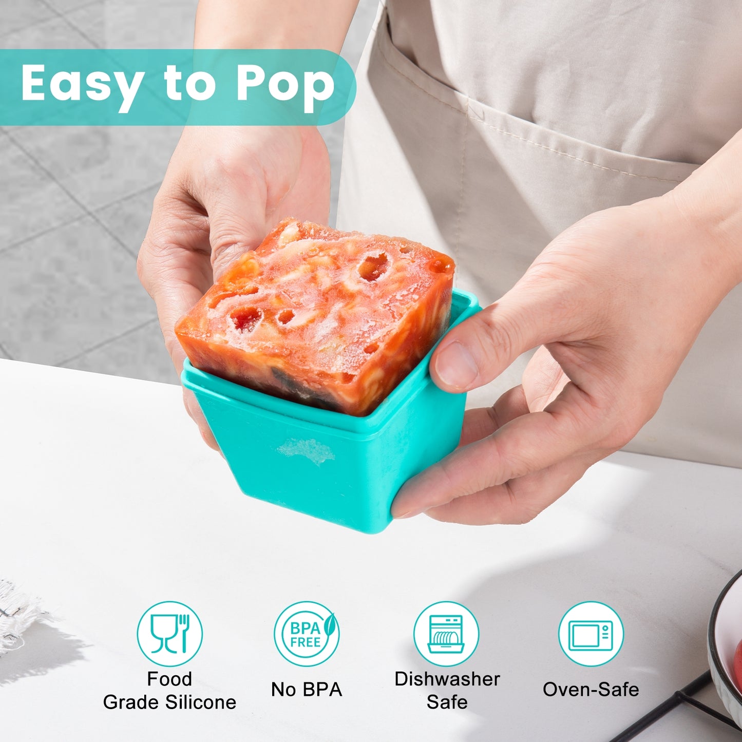 Mrsdry BPA-Free Silicone Freezer Molds with Retractable Base, Stackable Modular Organized, 1-Cup Portion Control Soup Cubes Freezer Tray with Lids for Meal Prep, Broth, Stews, Leftovers