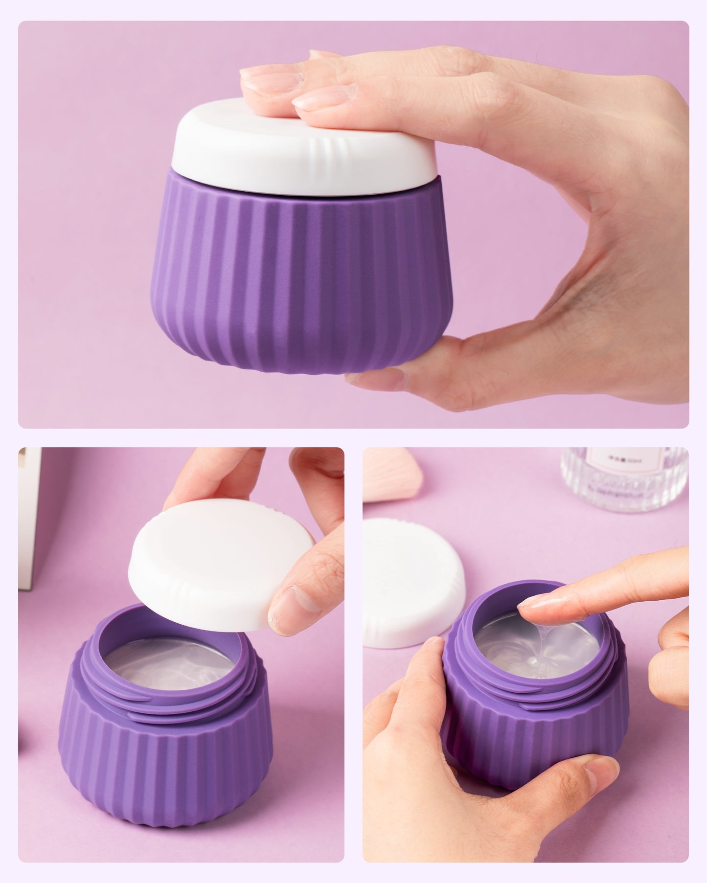 Mrsdry Travel Containers for Toiletries 4 Pack, TSA Approved Travel Size Toiletries, Travel Size Containers, With Clear Bag Leak Proof Silicone Jars, Travel Essentials Creams Jars Carrying Small Item