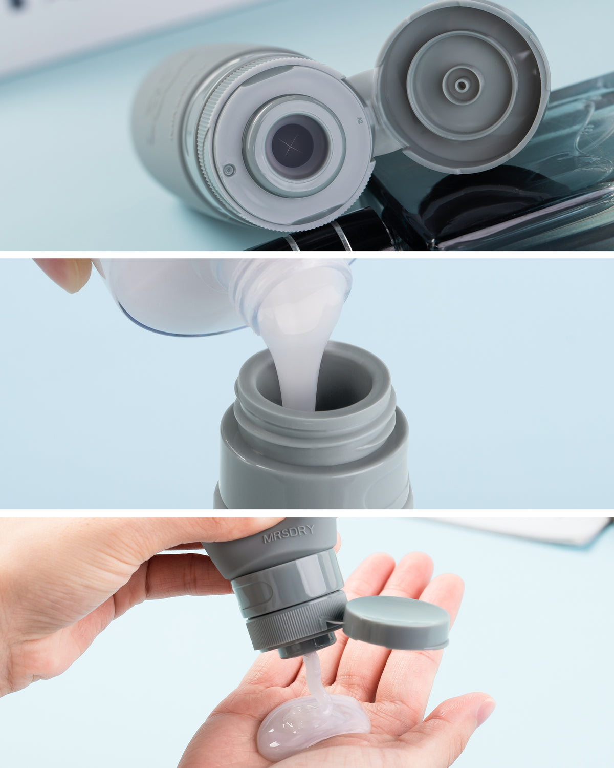 Mrsdry Travel Bottles Tsa Approved With Case 3oz 4 Pack, Leak Proof Silicone Portable Travel Containers Kits, With Hard Protective Box