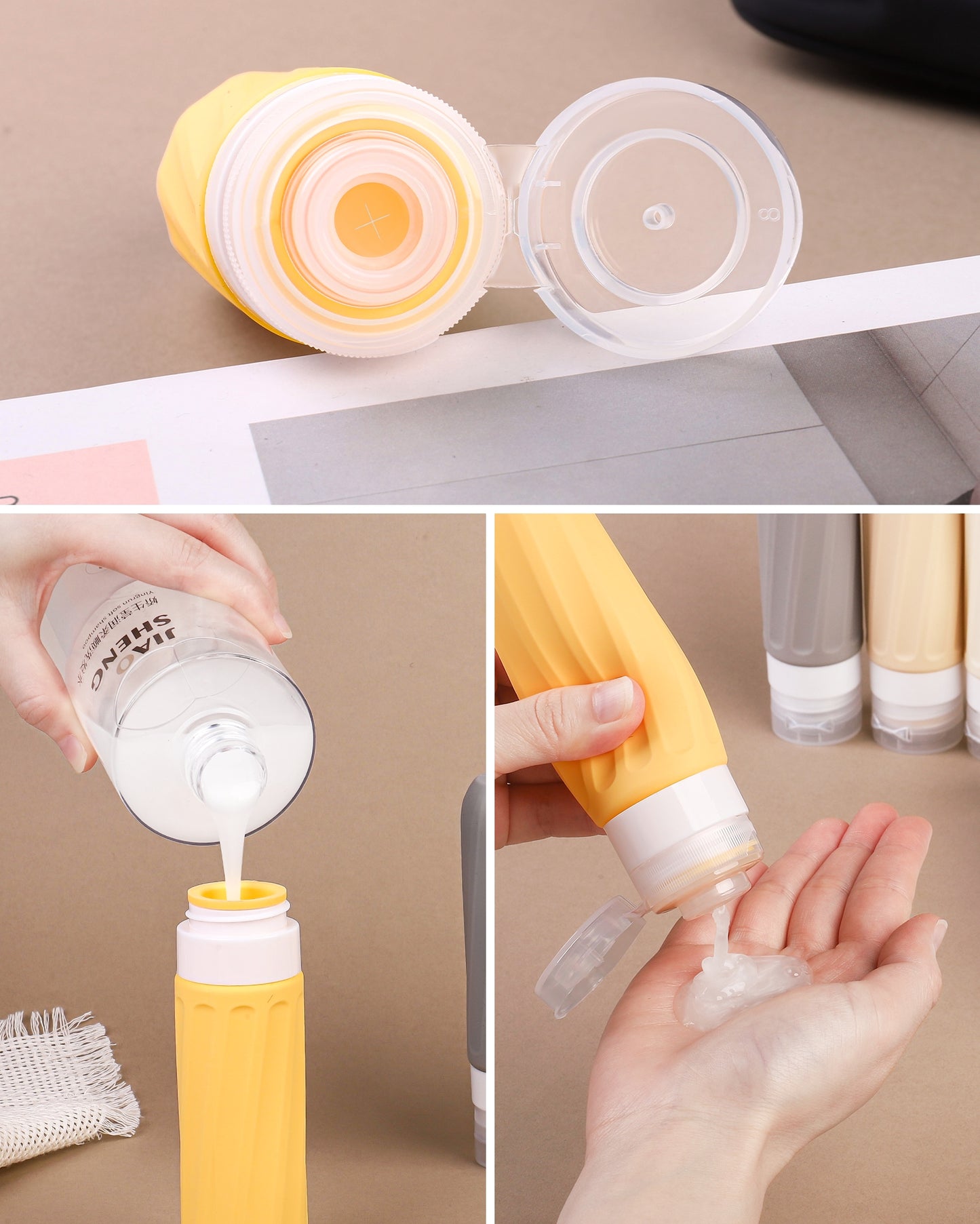 Mrsdry Travel Bottles for Toiletries 8 Pack, Travel Size Toiletries, Tsa Approved Travel Size Containers 3oz, with Travel Essentials Clear Bag, Leak Proof Silicone Squeezable Creams Jars