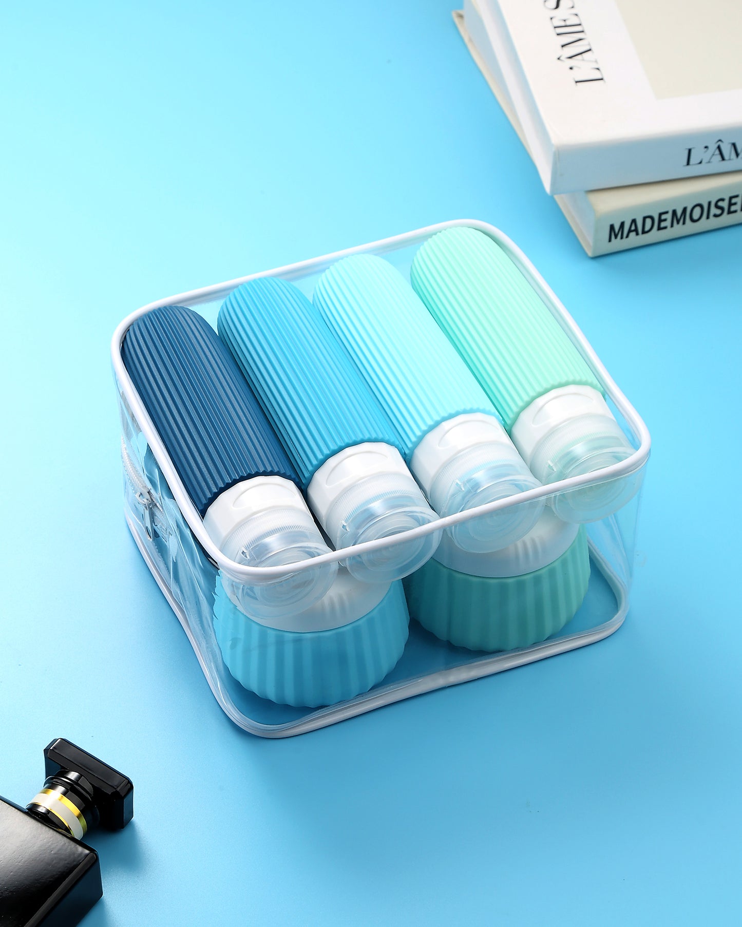 Mrsdry Travel Bottles 8 Pack, TSA Approved 3 oz Toiletries Containers, Leak Proof Silicone Squeezable Essentials Jars with Clear Bag