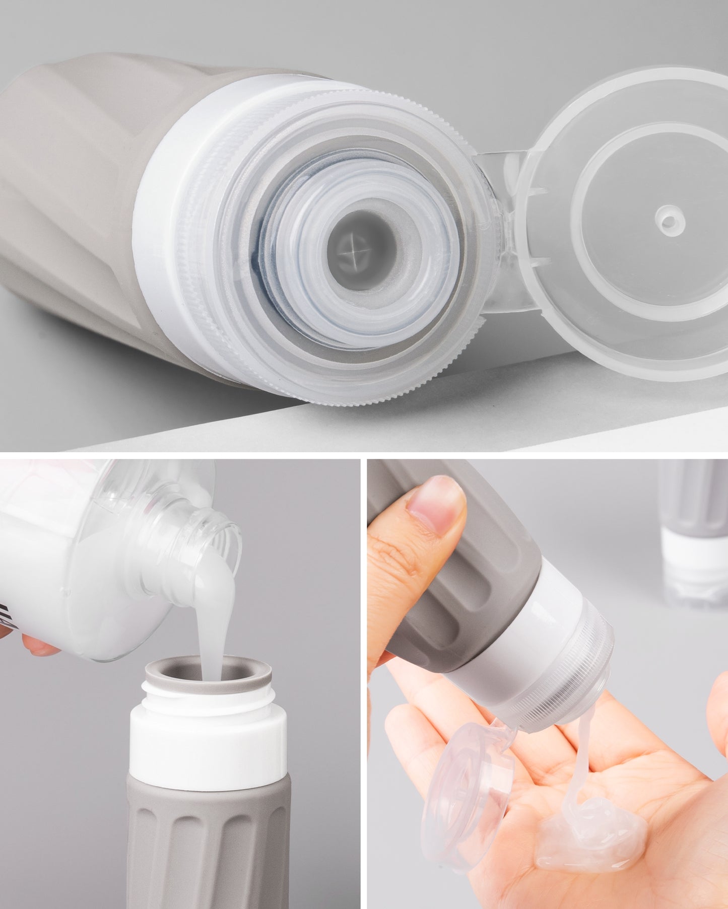 Mrsdry Travel Bottles for Toiletries 8 Pack, Travel Size Toiletries, Tsa Approved Travel Size Containers 3oz, with Travel Essentials Clear Bag, Leak Proof Silicone Squeezable Creams Jars