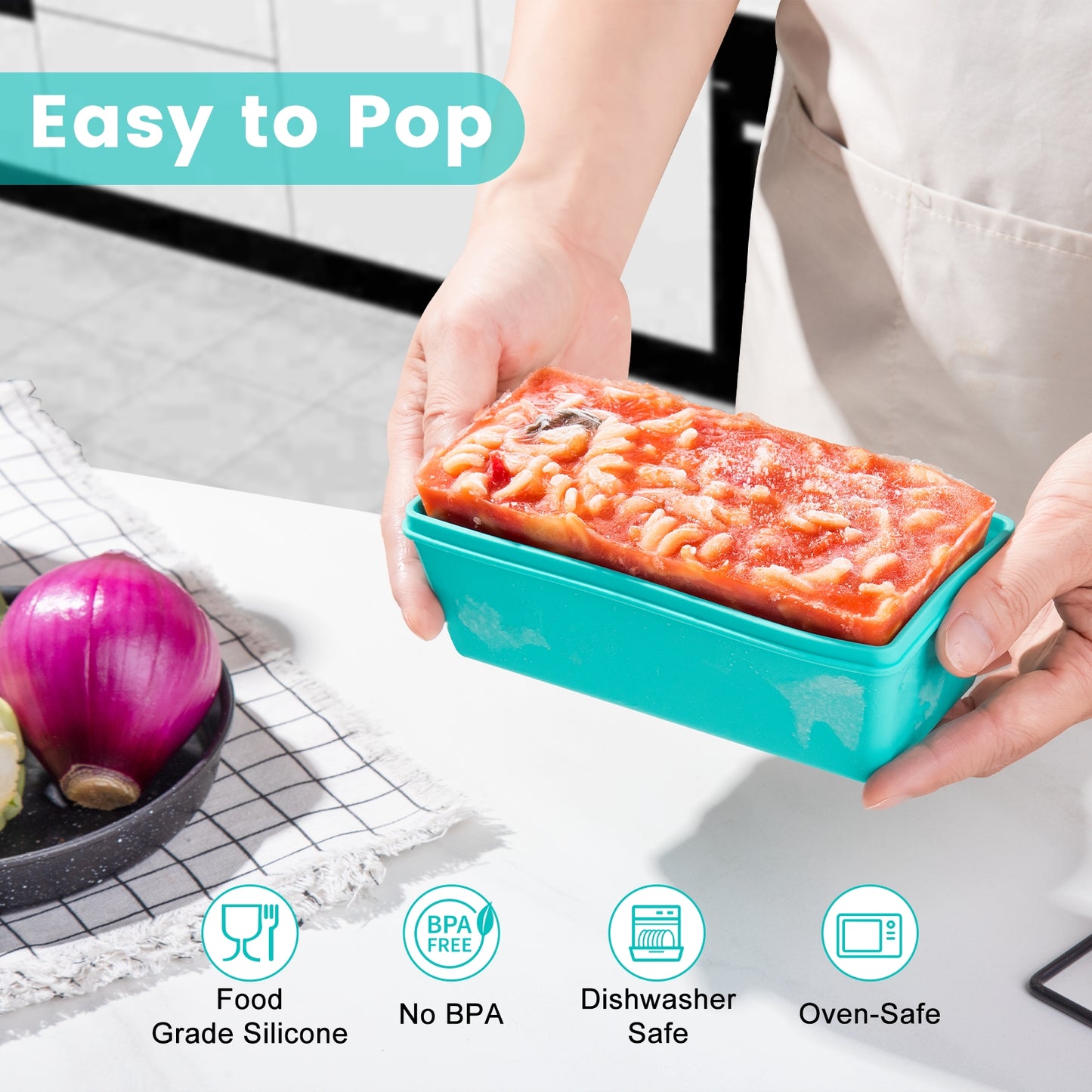 Mrsdry BPA-Free Silicone Freezer Molds with Retractable Base, Stackable Modular Organized, 1-Cup and 2-Cup Portion Control Soup Cubes Freezer Tray with Lids for Meal Prep, Broth, Stews, Leftovers