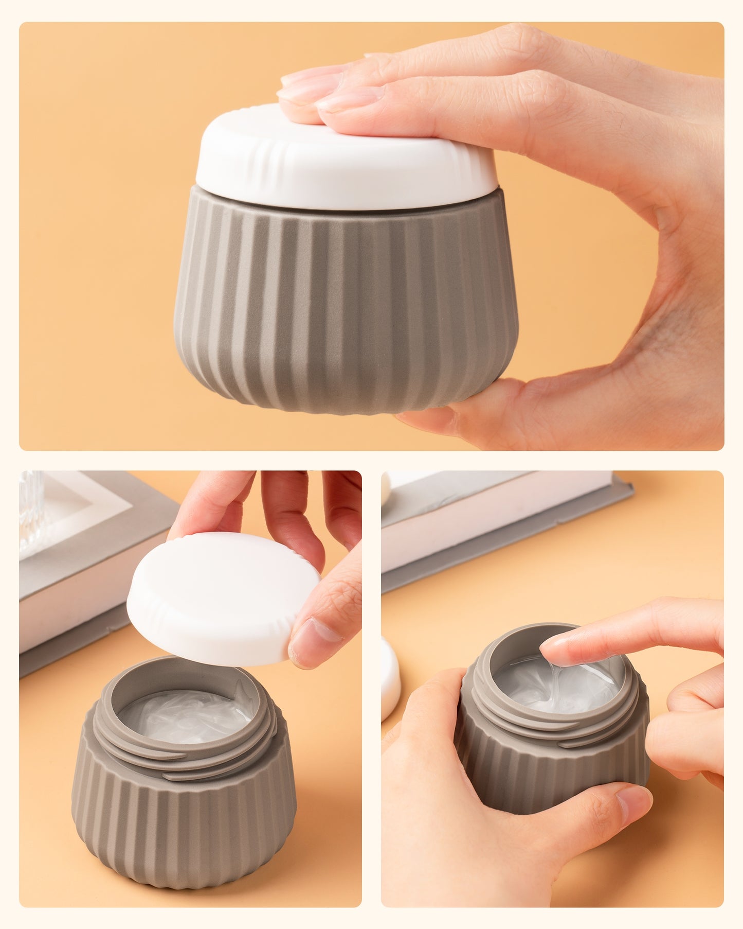 Mrsdry Travel Containers for Toiletries 4 Pack, TSA Approved Travel Size Toiletries, Travel Size Containers, With Clear Bag Leak Proof Silicone Jars, Travel Essentials Creams Jars Carrying Small Item