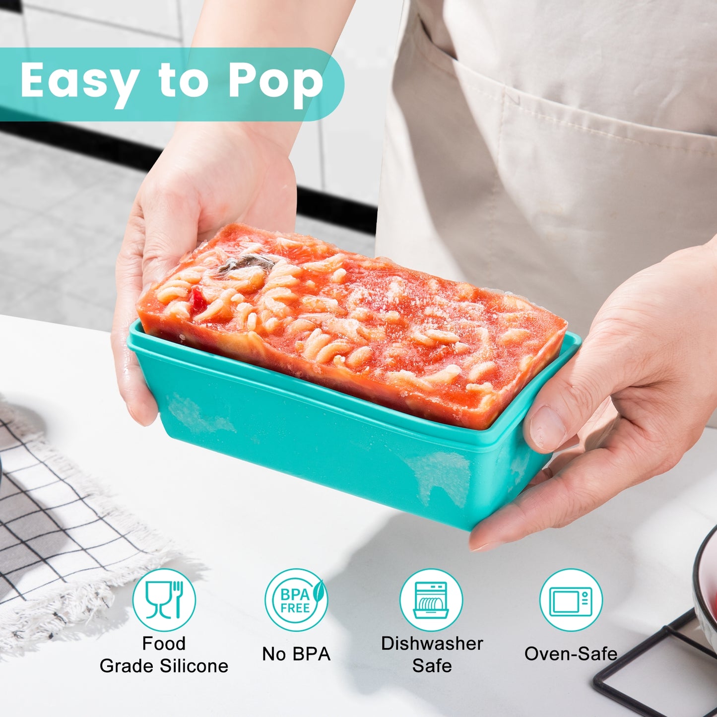 Mrsdry BPA-Free Silicone Freezer Molds with Retractable Base, Stackable Modular Organized, 2-Cup Portion Control Soup Cubes Freezer Tray with Lids for Meal Prep, Broth, Stews, Leftovers