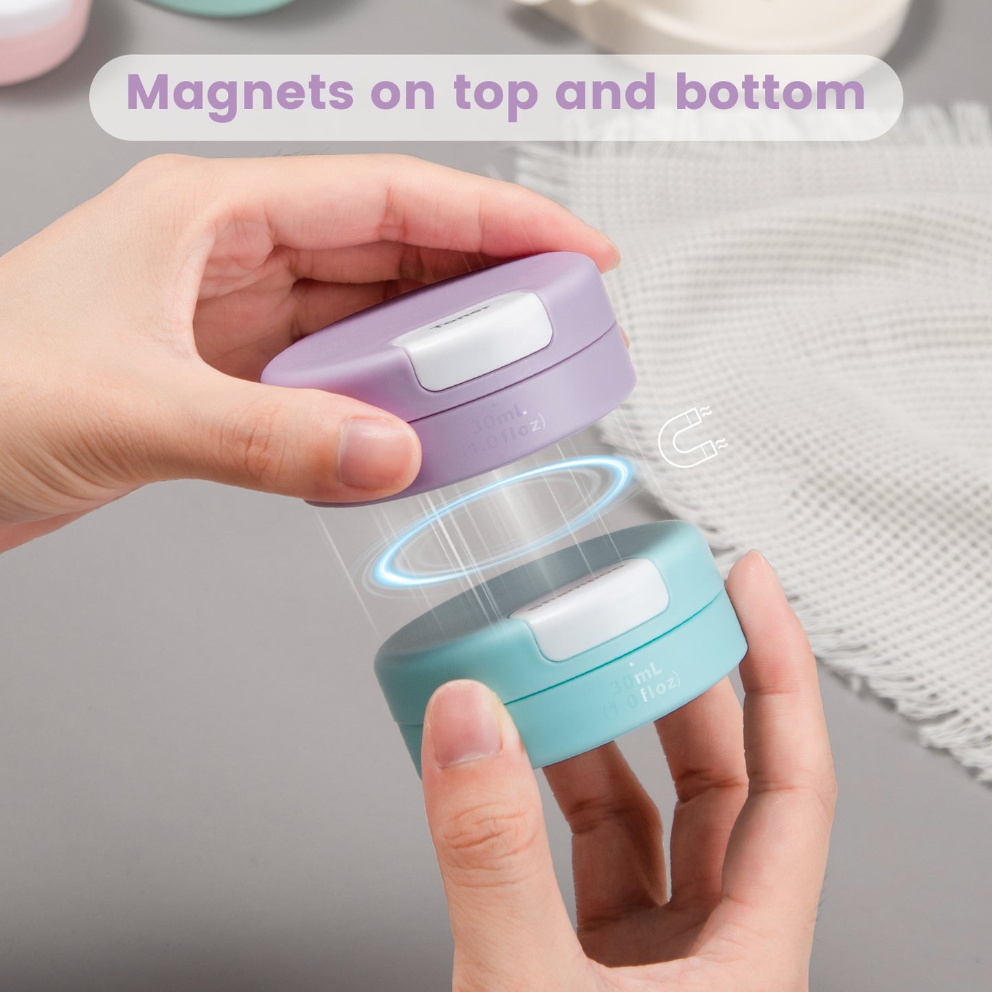 Mrsdry Travel Containers for Toiletries, Silicone Cream Jars TSA Approved Travel Size Containers with Clear Bag, Leak-proof Travel Accessories with Lid for Cosmetic Face Body Hand Cream (4 Pack)