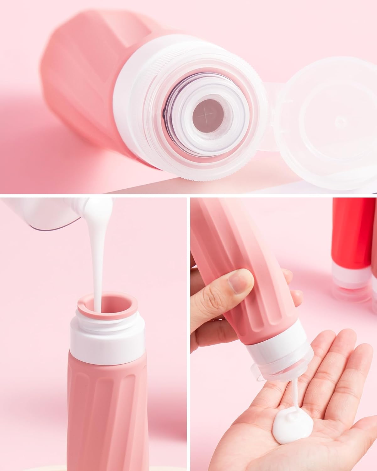 Mrsdry Travel Bottles for Toiletries 8 Pack, Travel Size Toiletries, Tsa Approved Travel Size Containers 3oz, with Travel Essentials Clear Bag, Leak Proof Silicone Squeezable Creams Jars