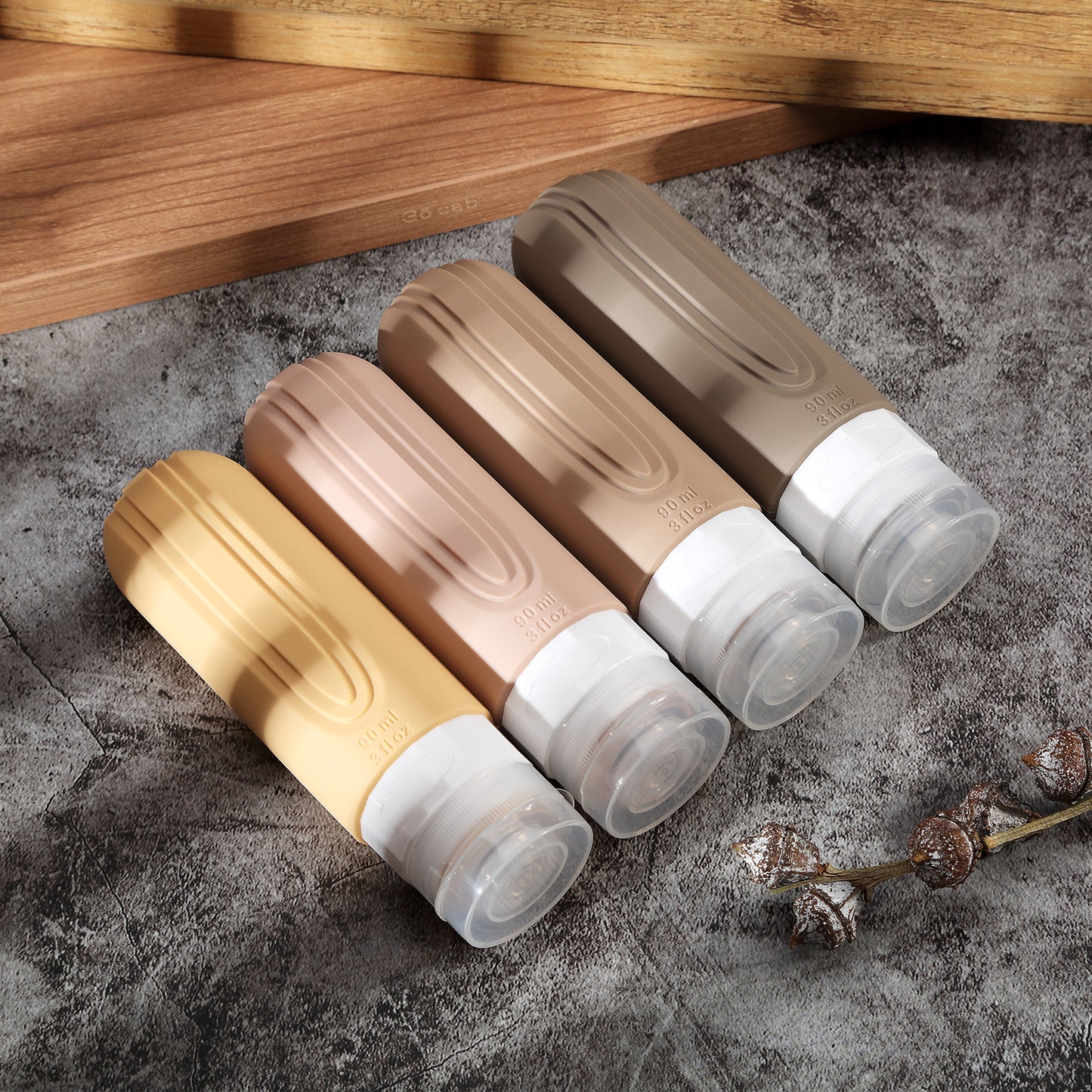 Mrsdry Travel Bottles for Toiletries, Tsa Approved 3oz Travel Size Containers BPA Free Leak Proof Refillable Liquid Silicone Squeezable Travel Accessories for Shampoo Conditioner Lotion (4 Pack)