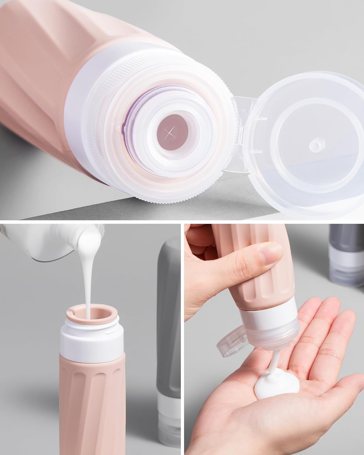 Mrsdry Travel Bottles for Toiletries 8 Pack, Travel Size Toiletries, Tsa Approved Travel Size Containers 3oz, with Travel Essentials Clear Bag, Leak Proof Silicone Squeezable Creams Jars