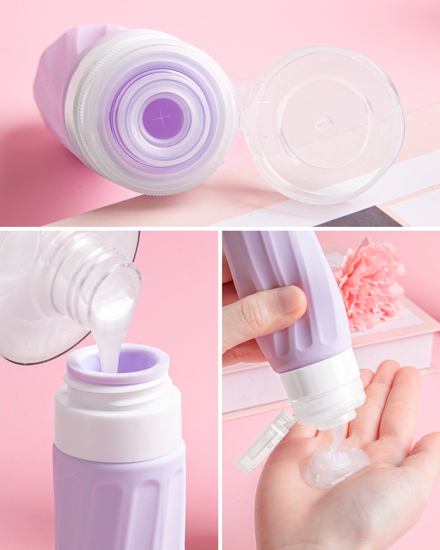 Mrsdry Travel Bottles for Toiletries 8 Pack, Travel Size Toiletries, Tsa Approved Travel Size Containers 3oz, with Travel Essentials Clear Bag, Leak Proof Silicone Squeezable Creams Jars