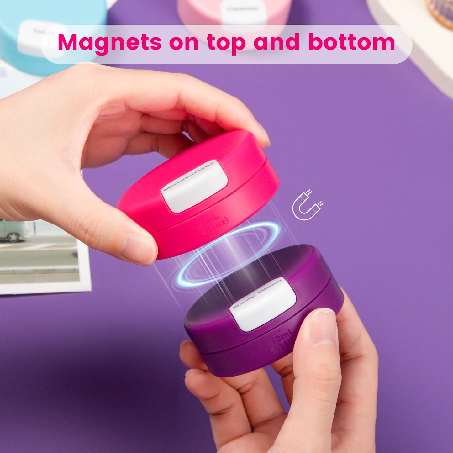 Mrsdry Travel Containers for Toiletries, Silicone Cream Jars TSA Approved Travel Size Containers with Clear Bag, Leak-proof Travel Accessories with Lid for Cosmetic Face Body Hand Cream (4 Pack)