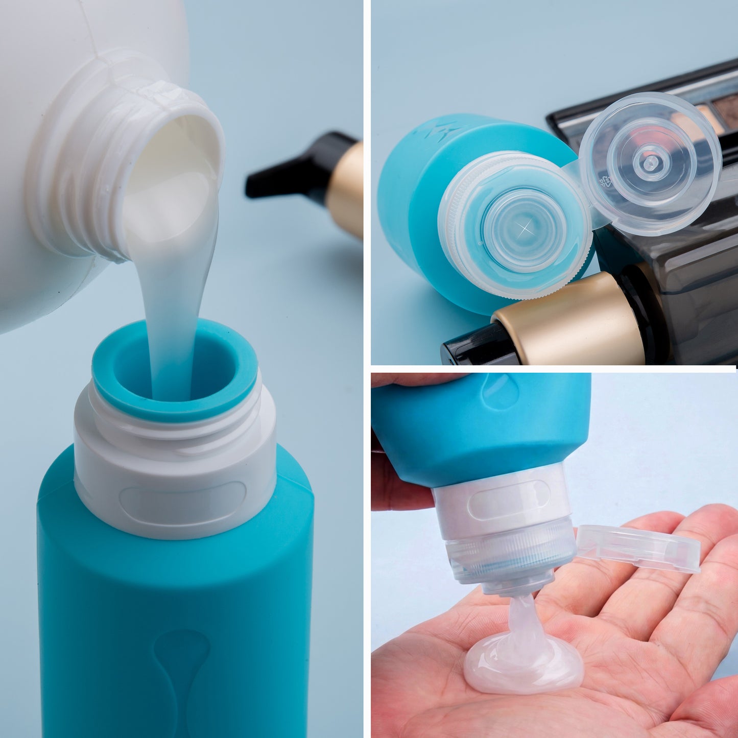 Mrsdry Travel Bottles for Toiletries, Tsa Approved Travel 6oz Size Containers with Clear Bag, BPA Free Leak Proof Travel Tubs Refillable Liquid Travel Accessories for Cometic Shampoo Lotion