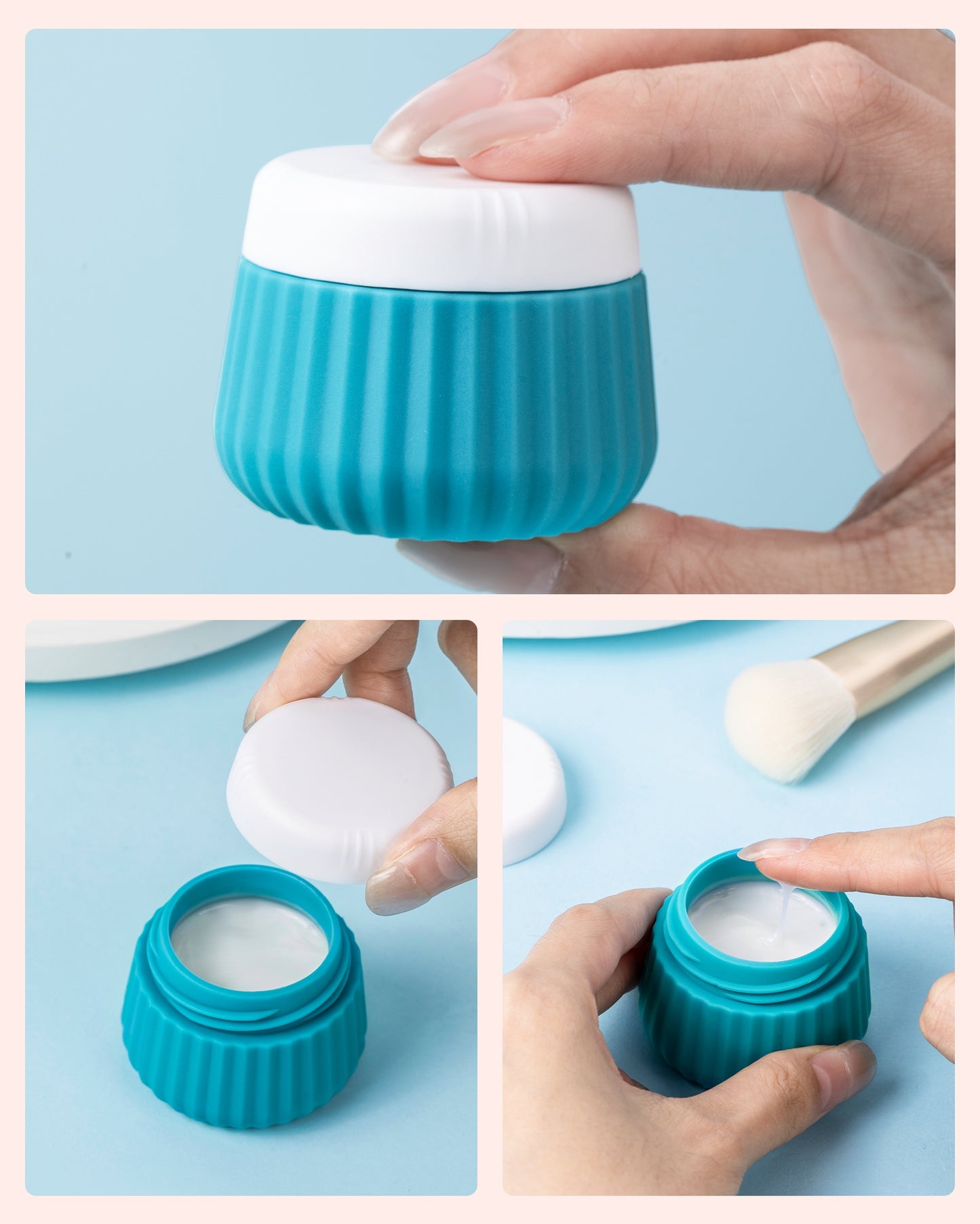 Mrsdry Travel Containers for Toiletries 4 Pack, TSA Approved Travel Size Toiletries, Portable Size Containers, With Clear Bag Leak Proof Silicone Jars, Essentials Creams Jars Carrying Small Items