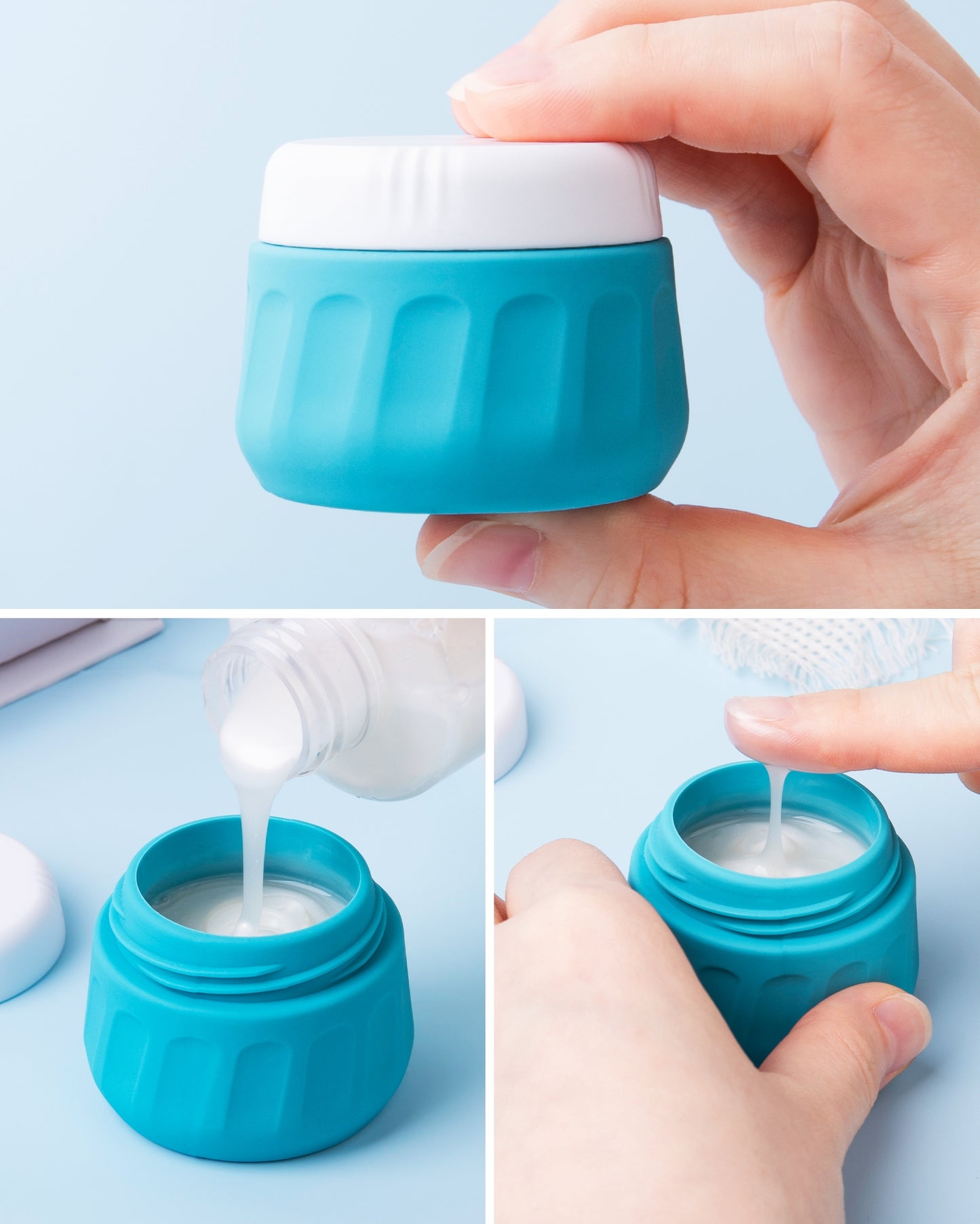 Mrsdry Travel Bottles for Toiletries 8 Pack, Travel Size Toiletries, Tsa Approved Travel Size Containers 3oz, with Travel Essentials Clear Bag, Leak Proof Silicone Squeezable Creams Jars