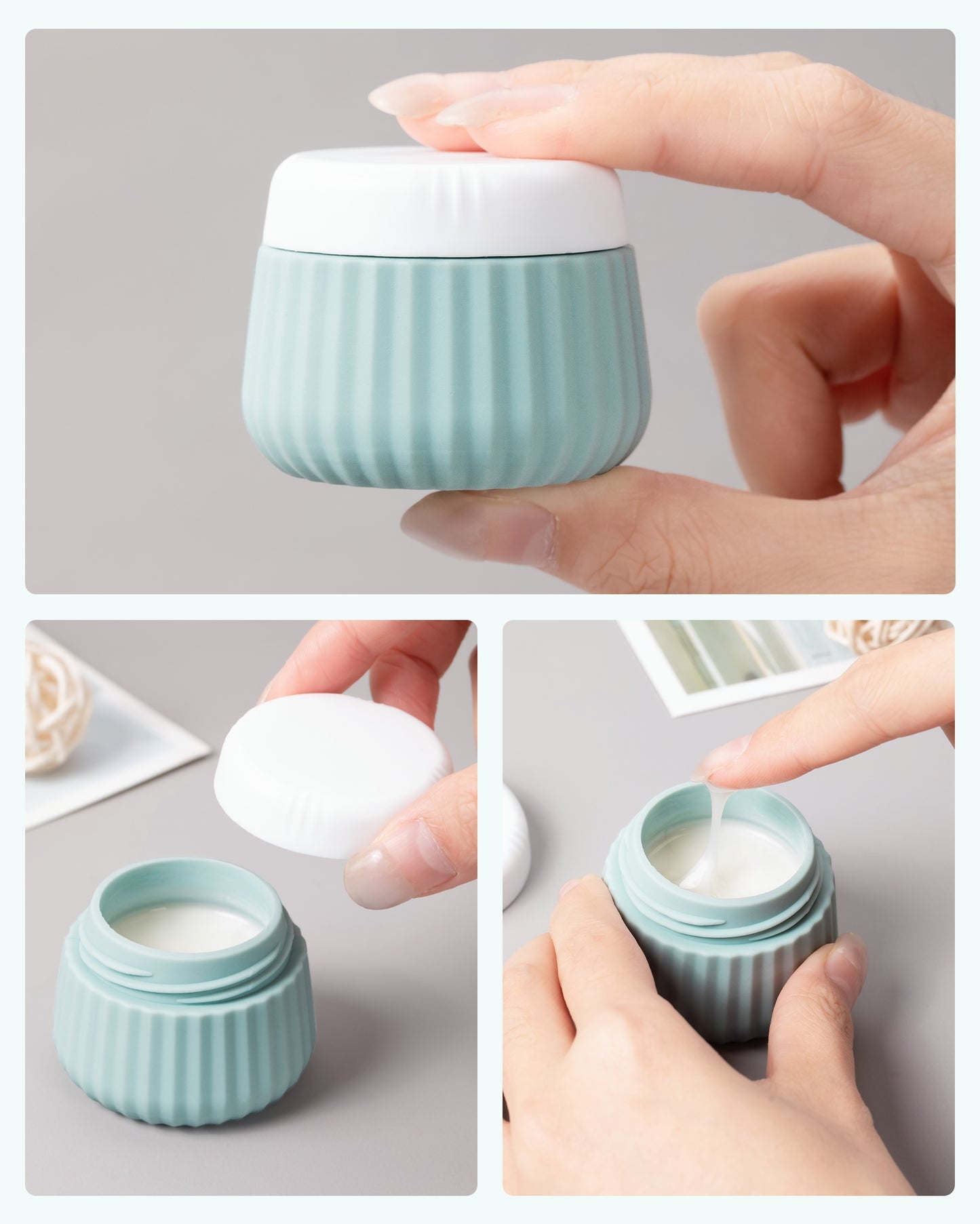 Mrsdry Travel Containers for Toiletries 4 Pack, TSA Approved Travel Size Toiletries, Portable Size Containers, With Clear Bag Leak Proof Silicone Jars, Essentials Creams Jars Carrying Small Items