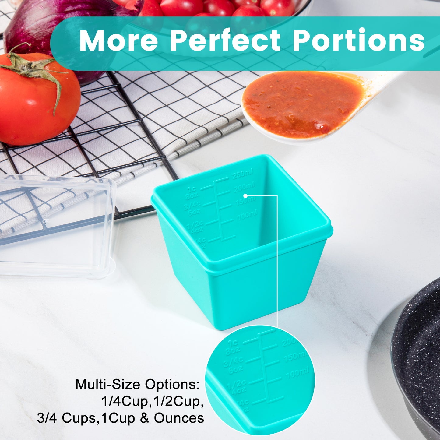 Mrsdry BPA-Free Silicone Freezer Molds with Retractable Base, Stackable Modular Organized, 1-Cup Portion Control Soup Cubes Freezer Tray with Lids for Meal Prep, Broth, Stews, Leftovers
