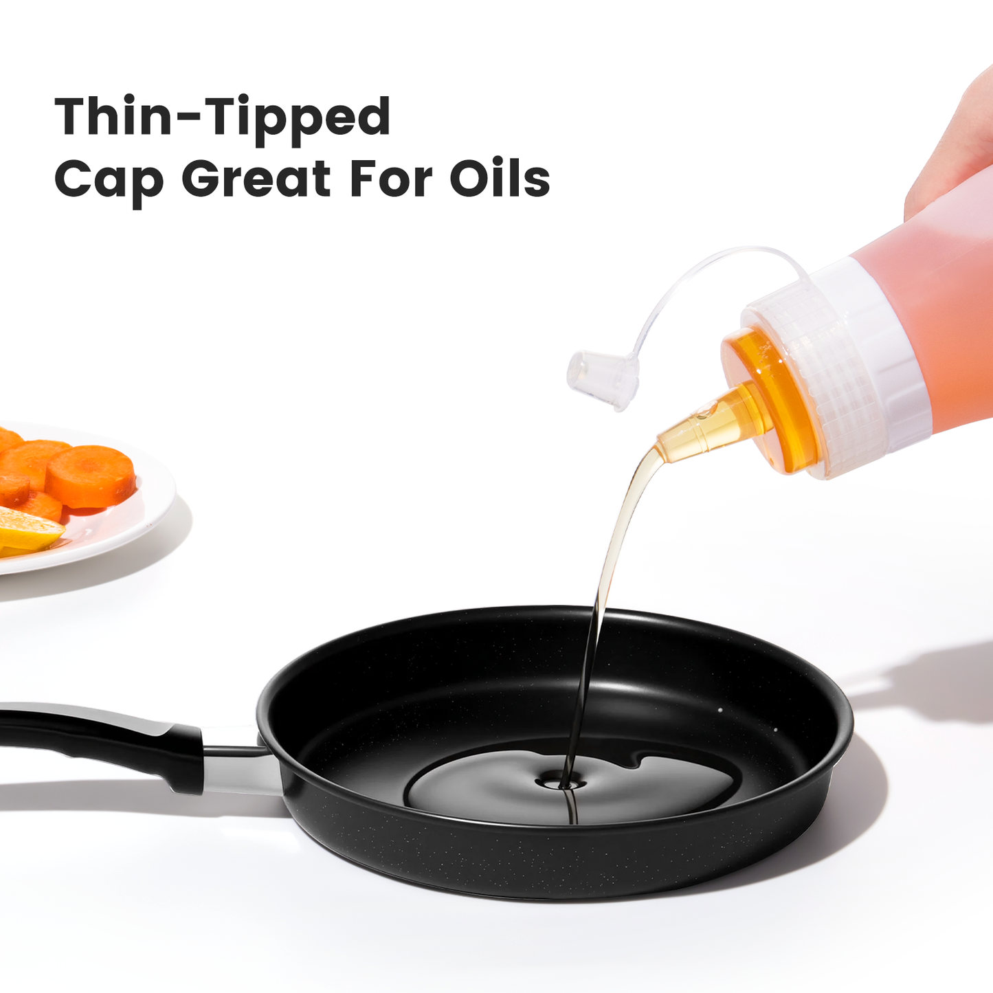 Mrsdry Condiment Squeeze Bottles, 16 oz Silicone Squeeze Bottles For Sauces, Leak Proof Condiment Containers with Extra Interchangeable lid, Easy Squeeze for Oil, Honey & Dressings, BPA FREE (4 Pack)
