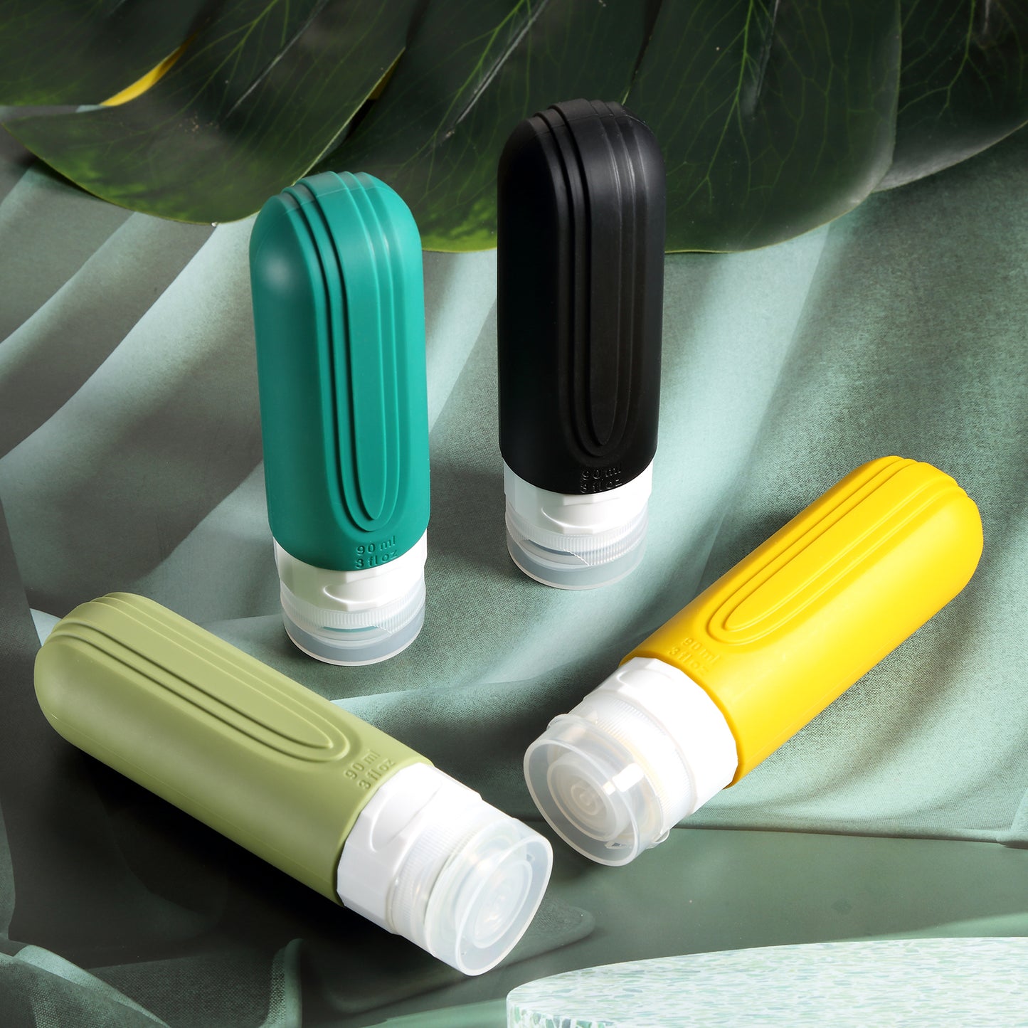 Mrsdry Travel Bottles for Toiletries, Tsa Approved 3oz Travel Size Containers BPA Free Leak Proof Refillable Liquid Silicone Squeezable Travel Accessories for Shampoo Conditioner Lotion (4 Pack)