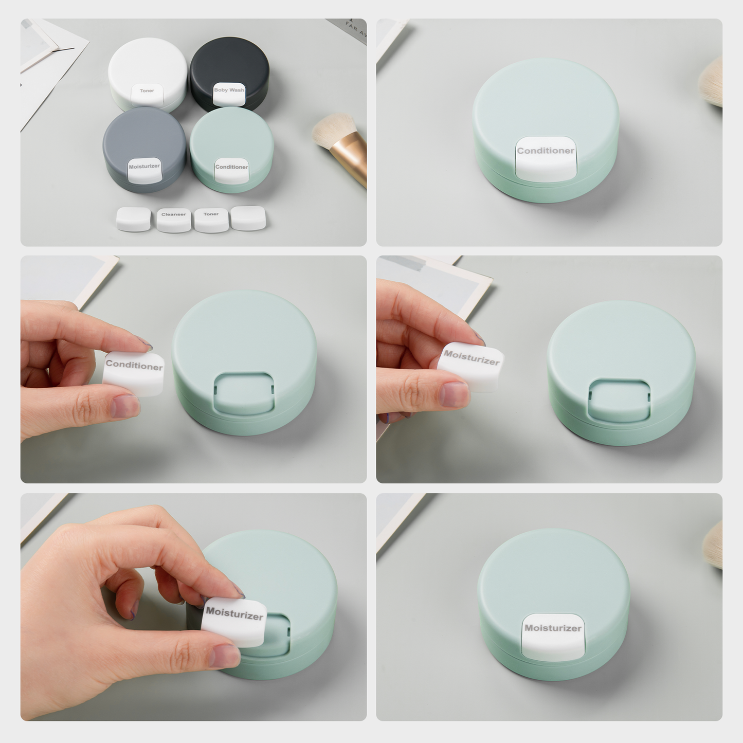 Mrsdry Travel Containers for Toiletries, Silicone Cream Jars TSA Approved Travel Size Containers with Clear Bag, Leak-proof Travel Accessories with Lid for Cosmetic Face Body Hand Cream (4 Pack)