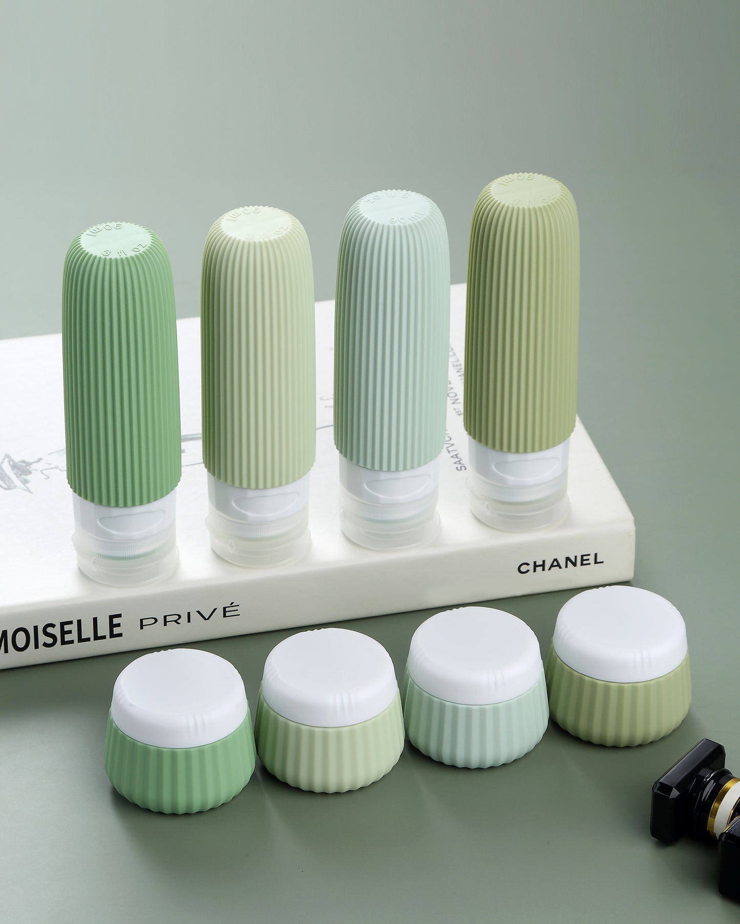 Mrsdry Travel Bottles for Toiletries 8 Pack, Tsa Approved Travel Size Toiletries 3 oz, Travel Containers for Toiletries, with Clear Bag, Leak Proof Silicone Squeezable Travel Essentials Creams Jars