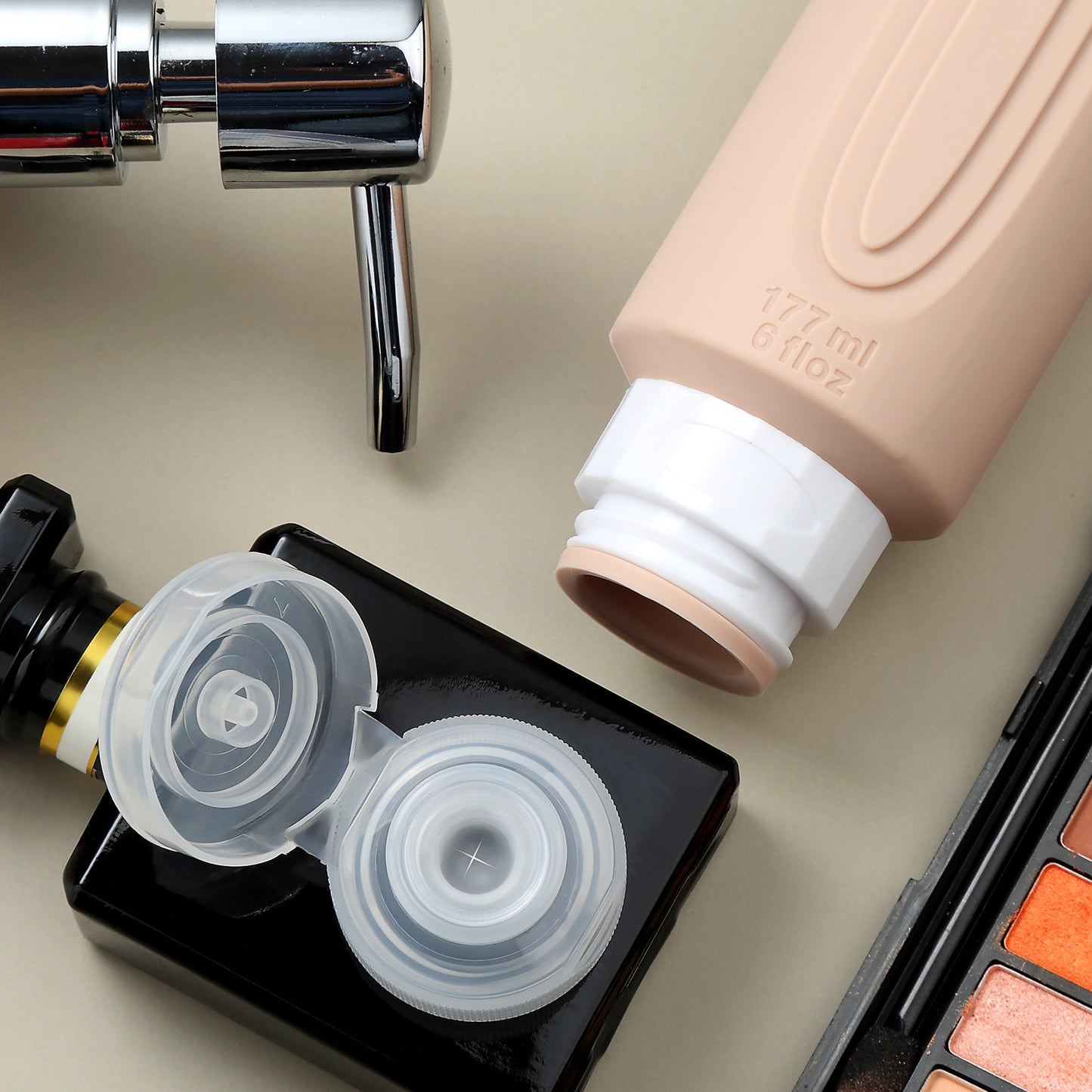 Mrsdry Travel Bottles for Toiletries, Large 6oz Oversize Containers, BPA Free Leak Proof Tubs Refillable Liquid Travel Accessories with Toiletry Bag for Cometic Shampoo and Lotion Soap (4 Pack)