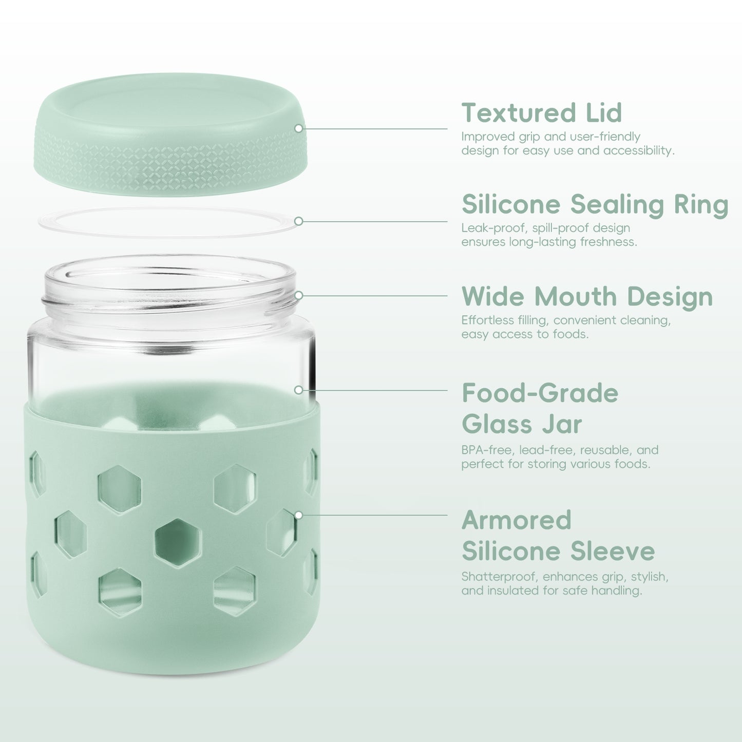 Mrsdry 8-Pack 16-oz & 10-oz Glass Mason Jars with Silicone Sleeves, Airtight BPA-Free Overnight Oats Containers with Lids, Dishwasher Safe Leak-Proof Meal Prep Jars for Chia Pudding, Yogurt, Snacks