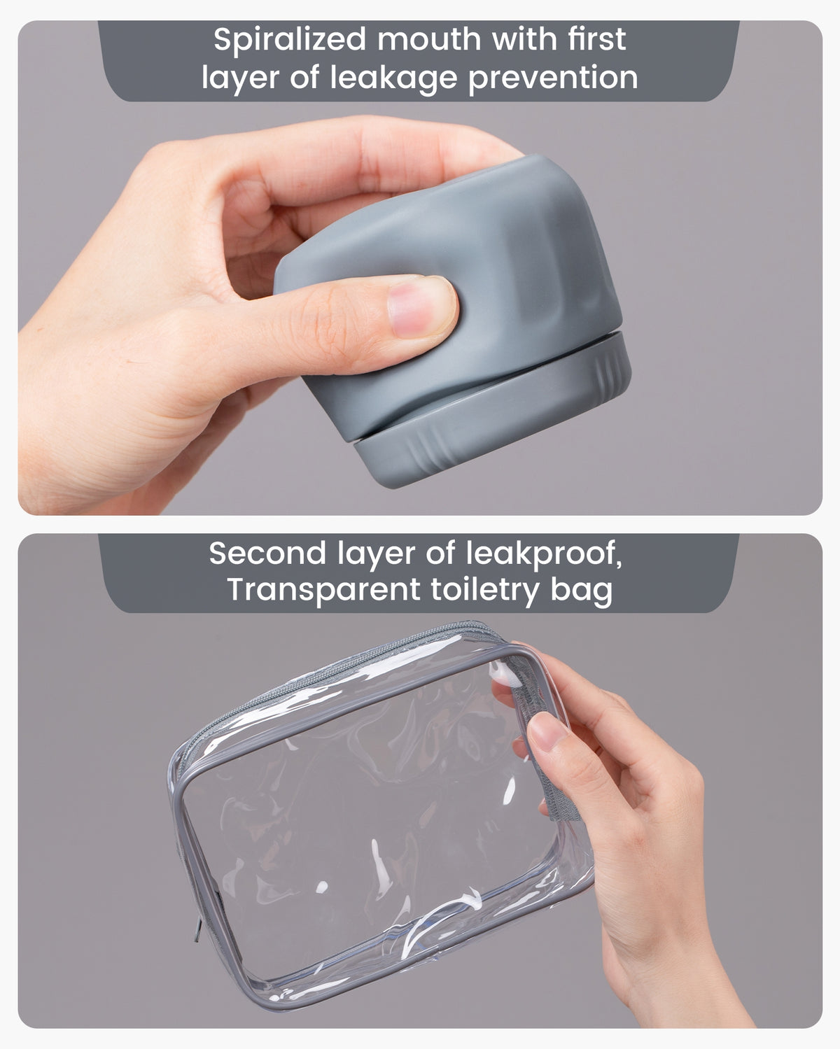 Mrsdry Travel Containers for Toiletries, TSA Approved Travel Size Toiletries 4 Pack, Refillable Containers, with Clear Bag, Leak Proof Silicone Jars, Essentials Creams Jars Carrying Small Items